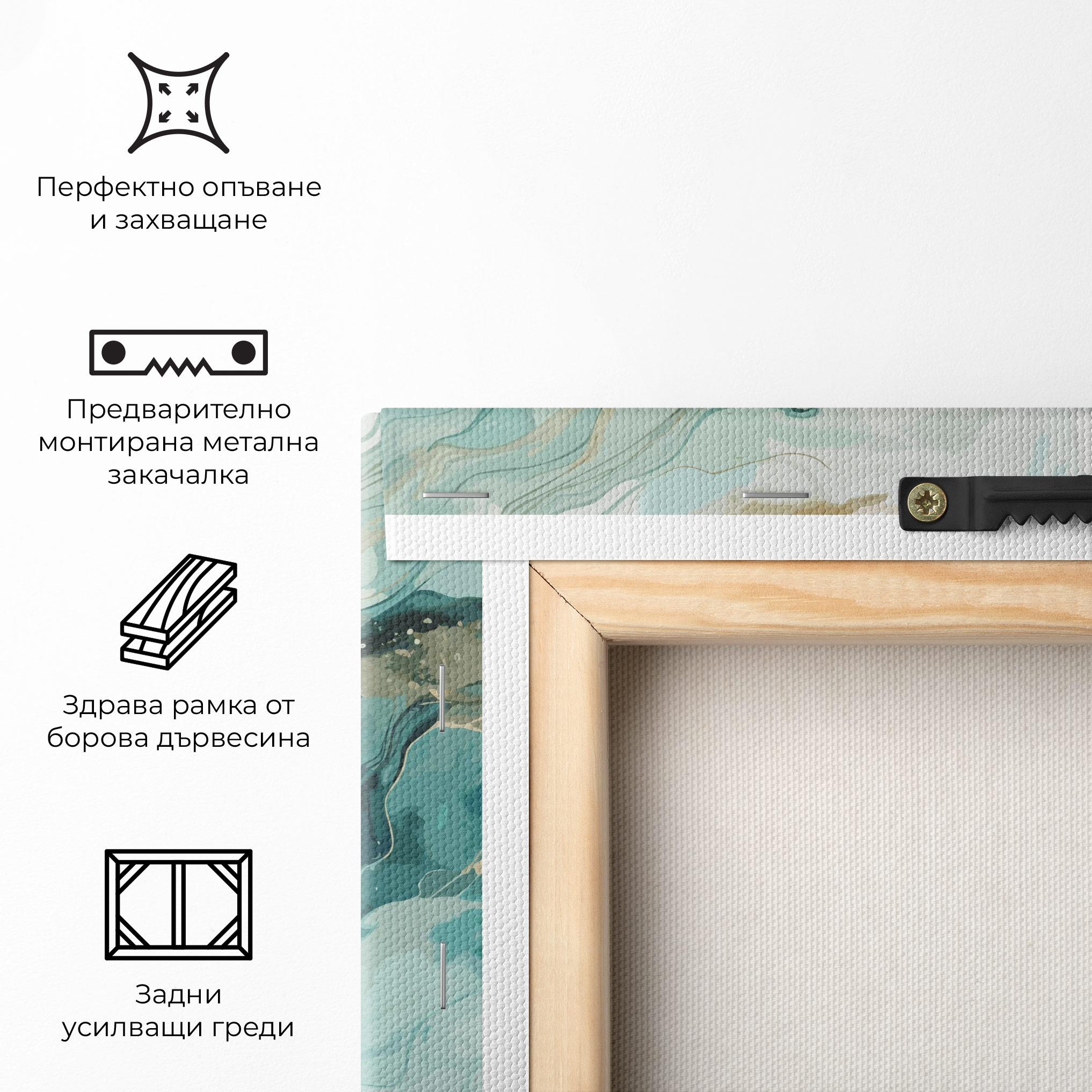 Картина на платно Green Gold Water mockup 5