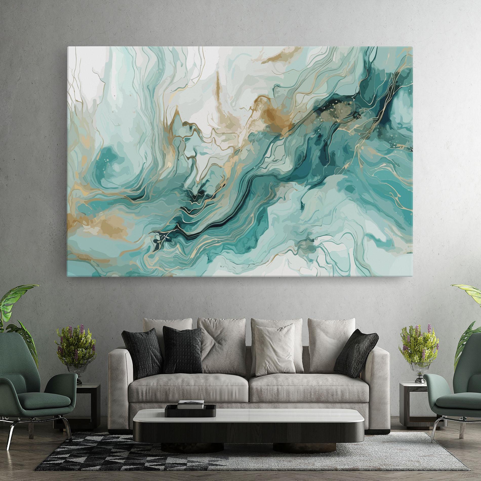 Картина на платно Green Gold Water mockup 7