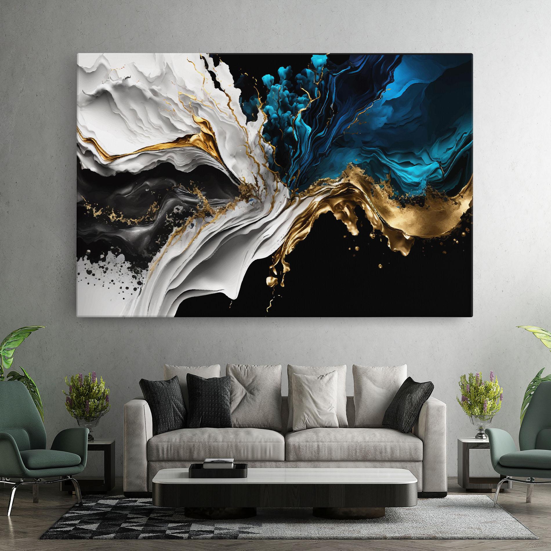 Картина на платно White Black Wave mockup 7