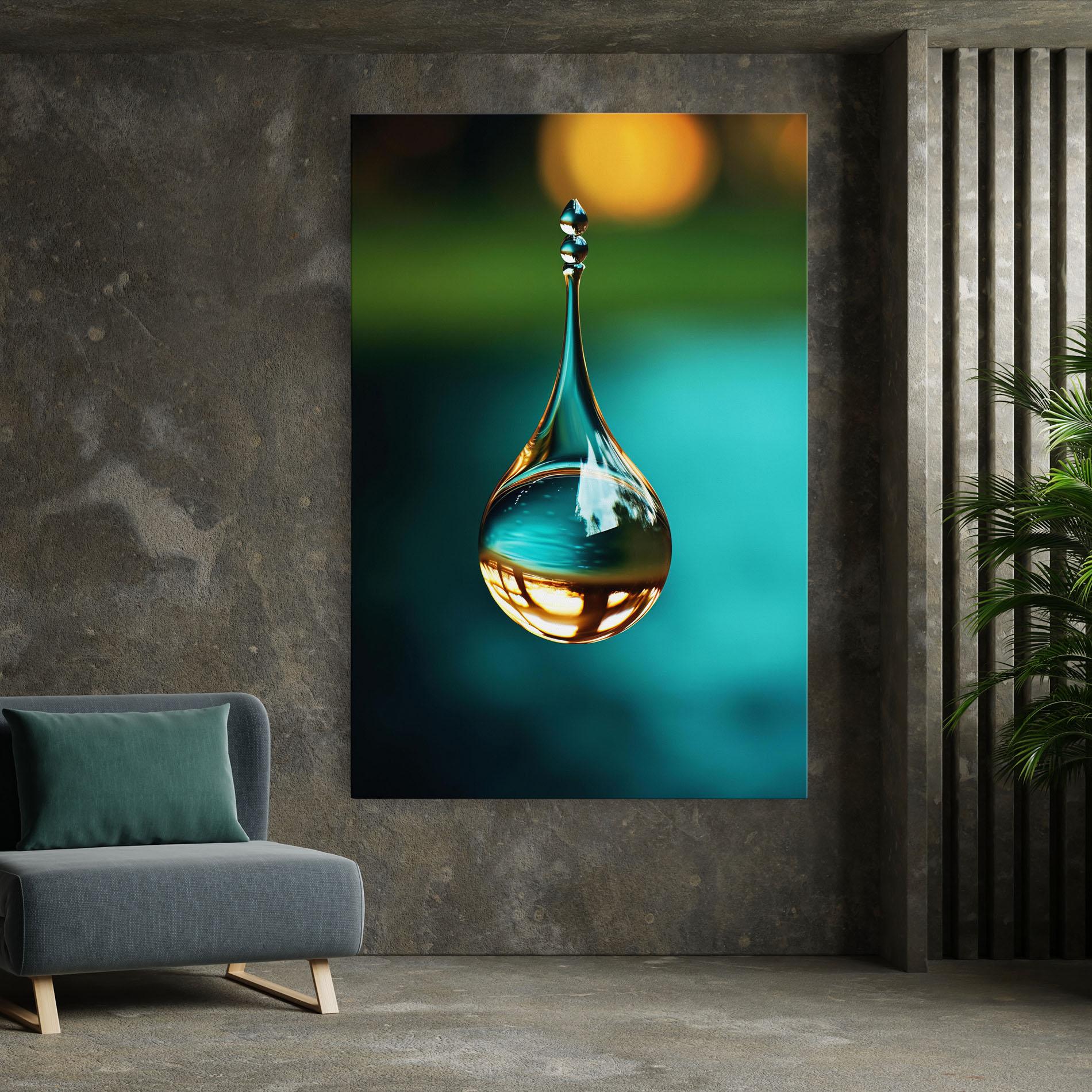 Картина на платно Big Green Drop mockup 7