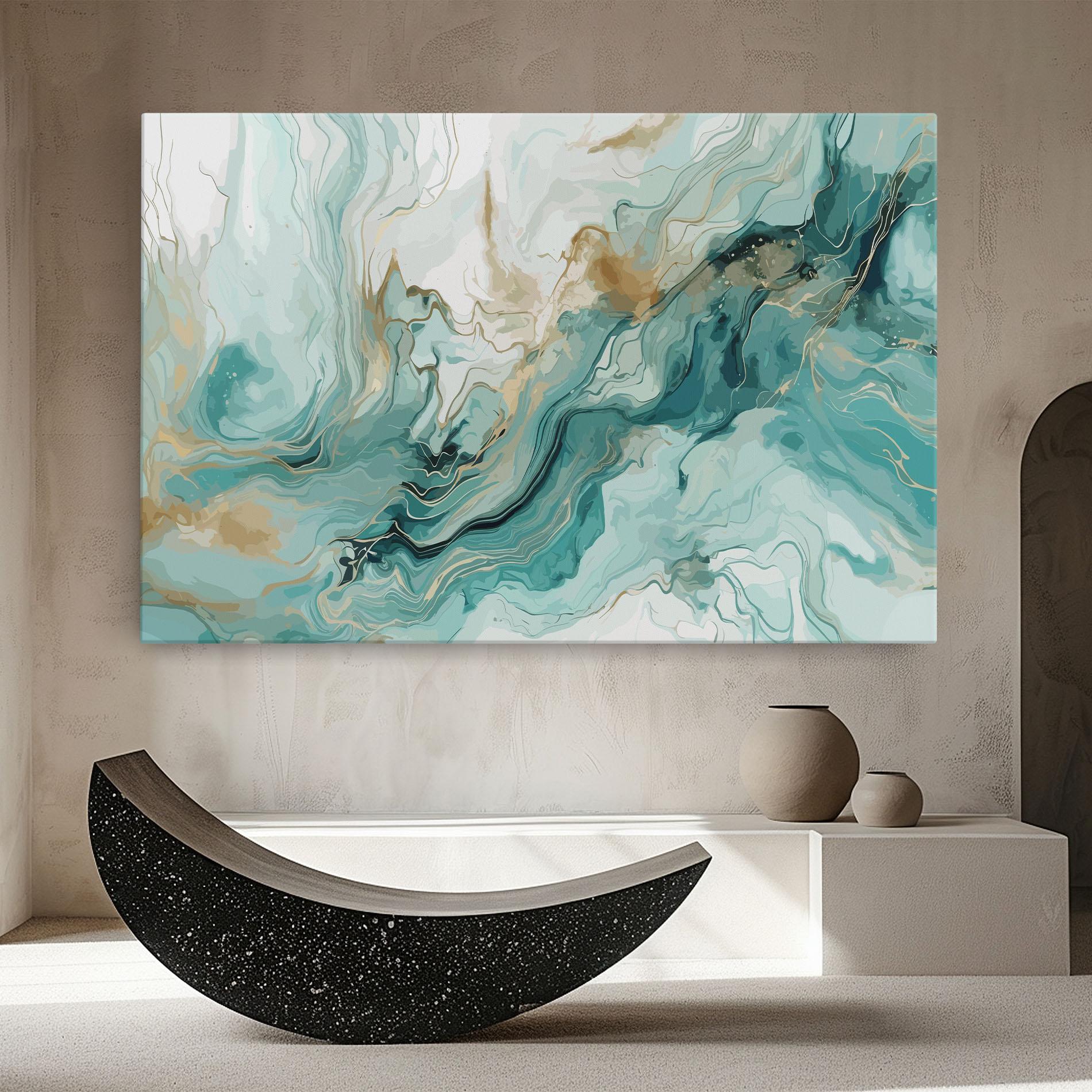 Картина на платно Green Gold Water mockup 8