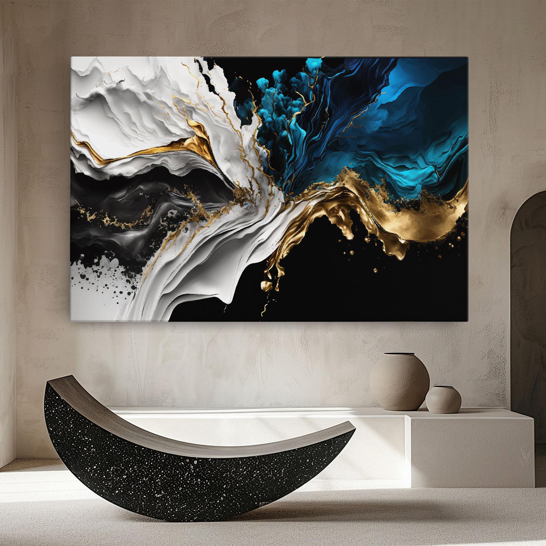 Картина на платно White Black Wave mockup 8