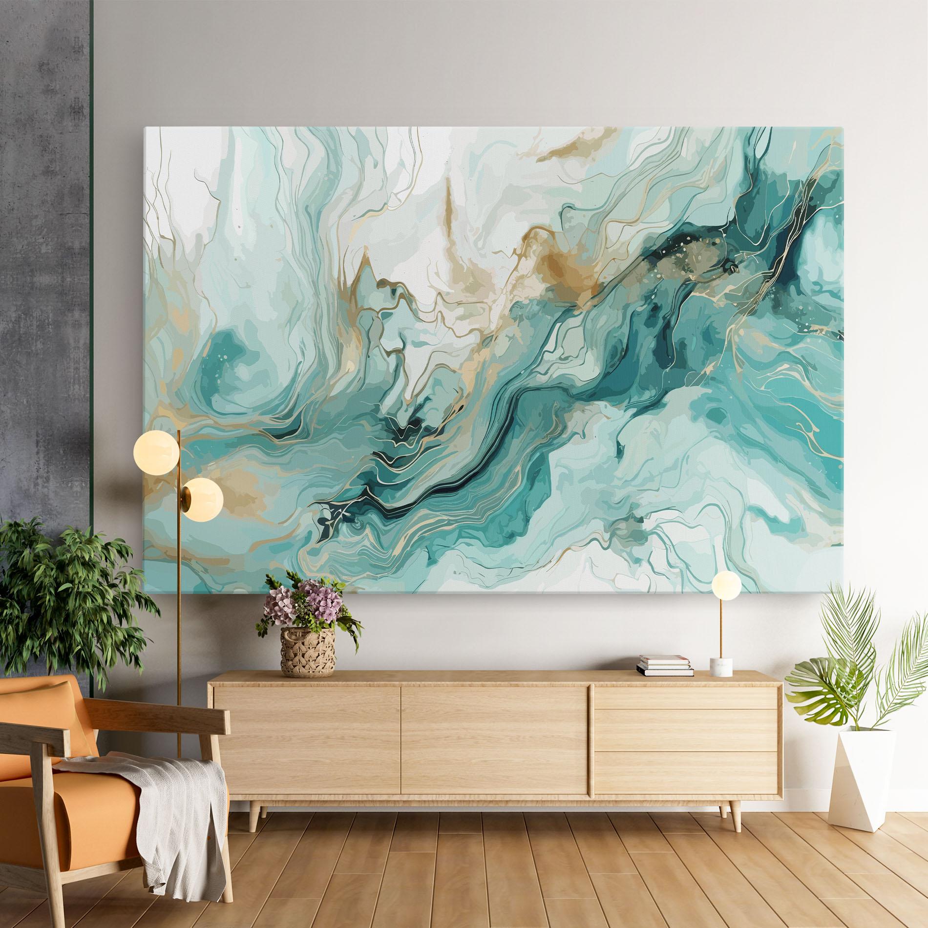 Картина на платно Green Gold Water mockup 9