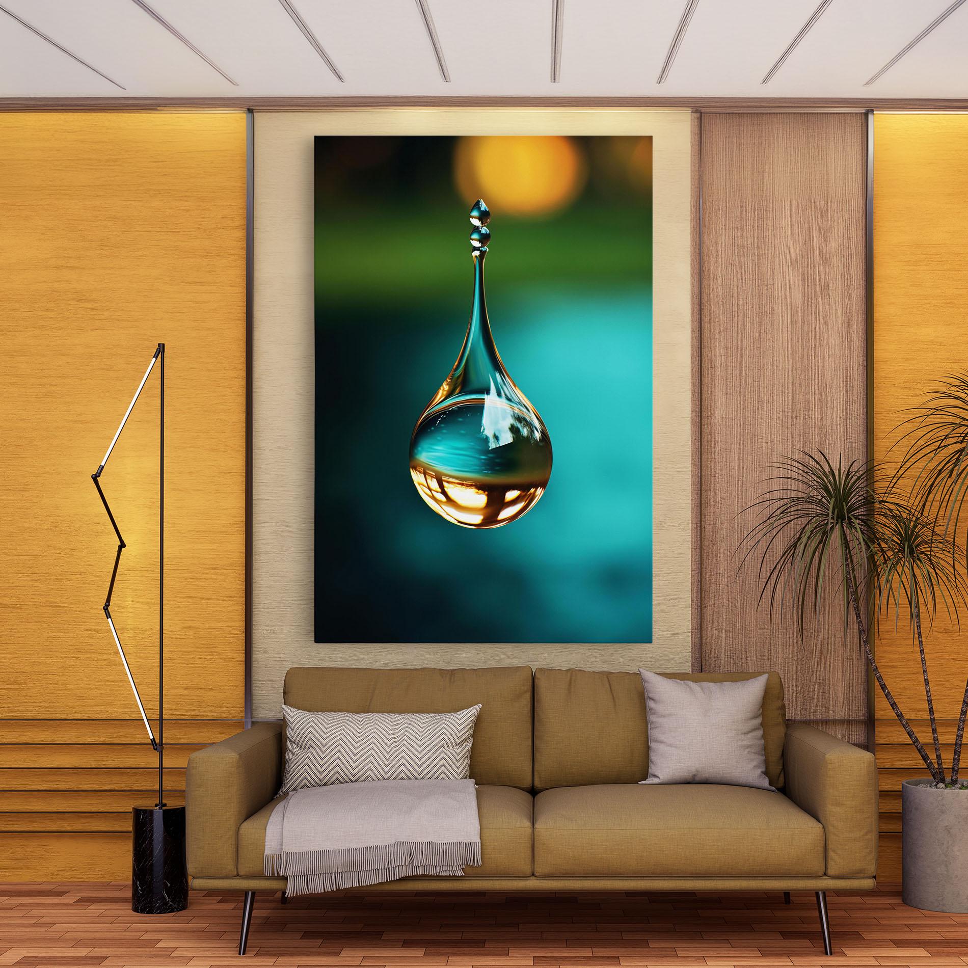 Картина на платно Big Green Drop mockup 9