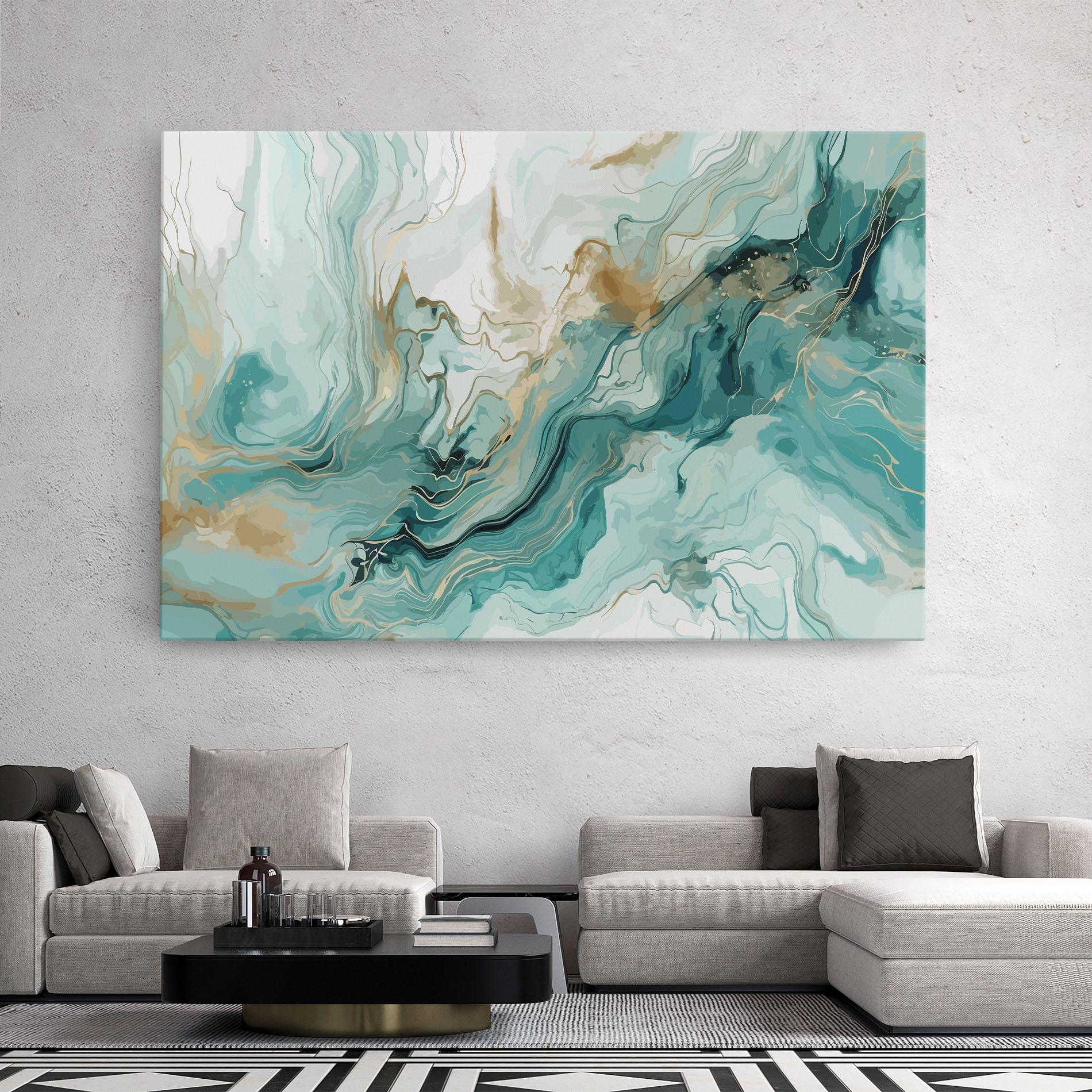 Картина на платно Green Gold Water mockup 2