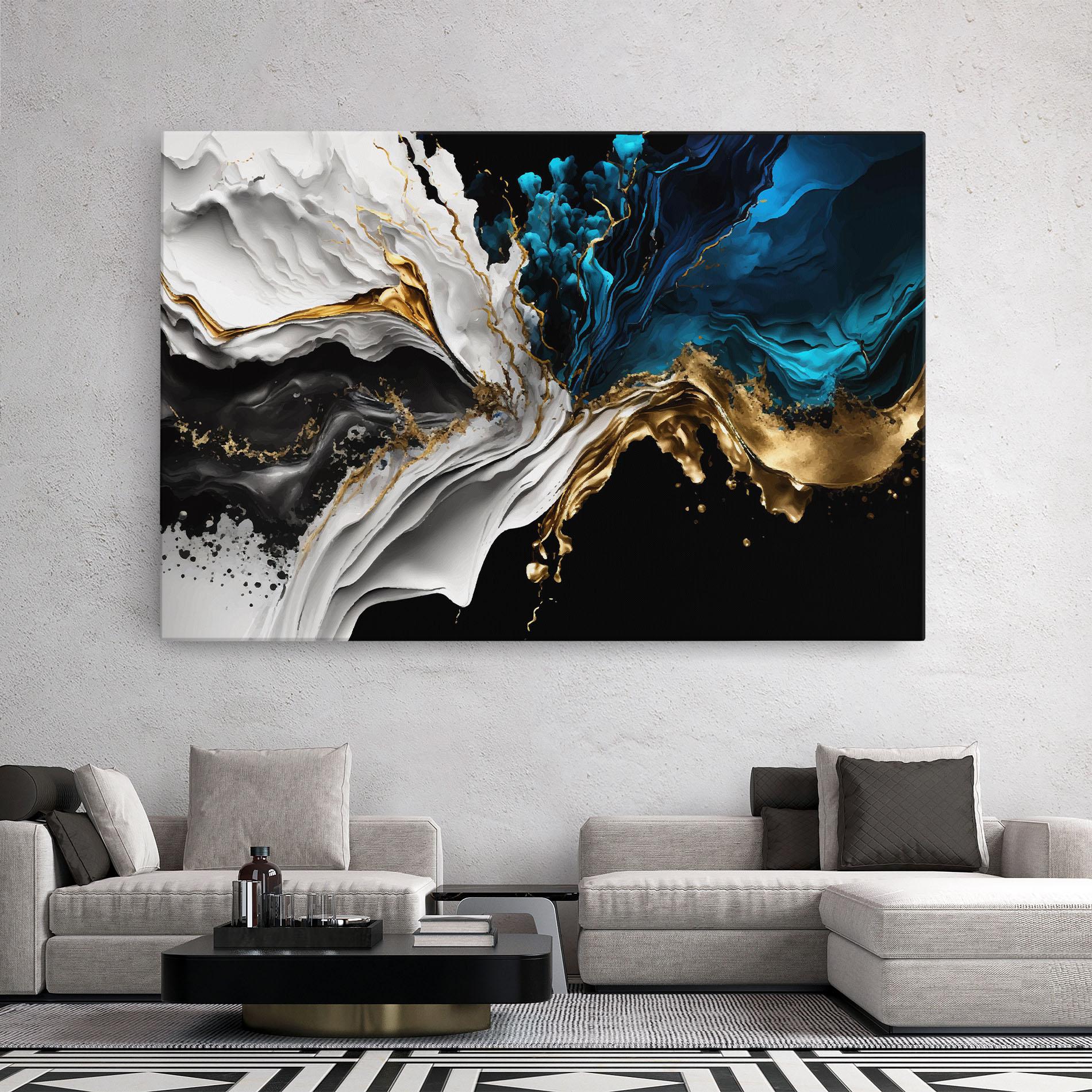 Картина на платно White Black Wave mockup 2