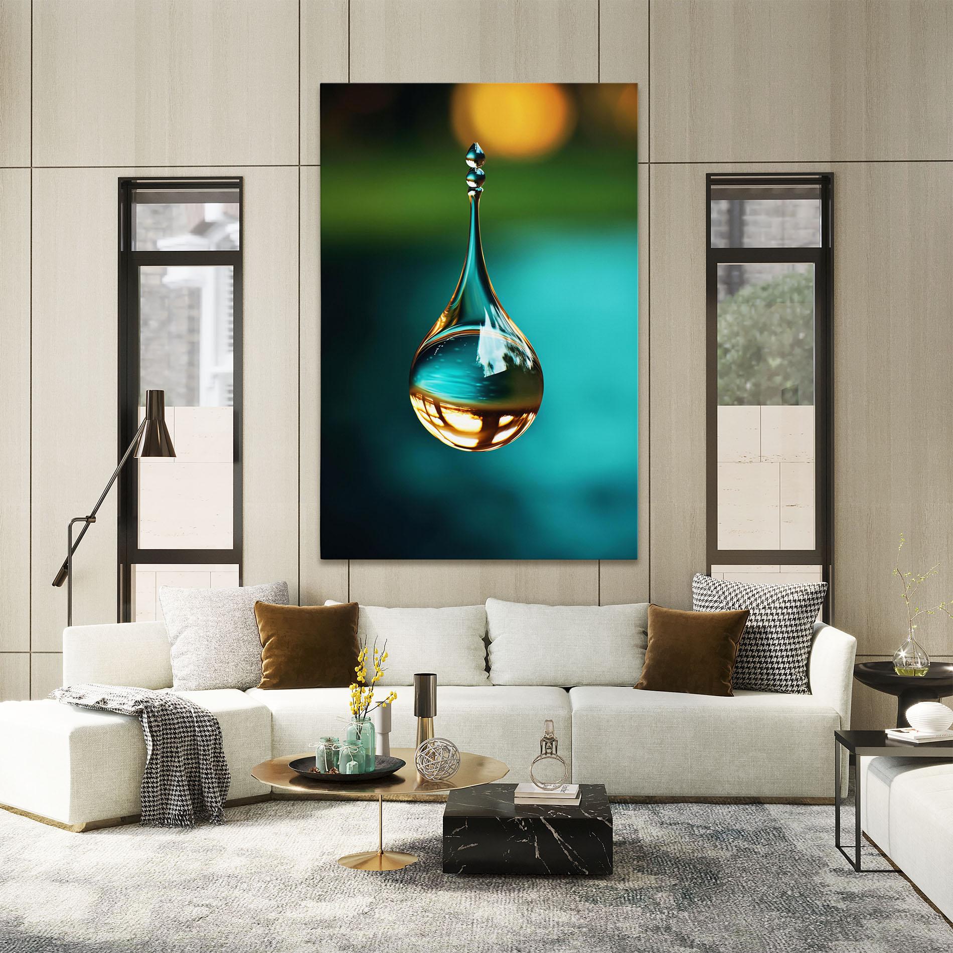 Картина на платно Big Green Drop mockup 2