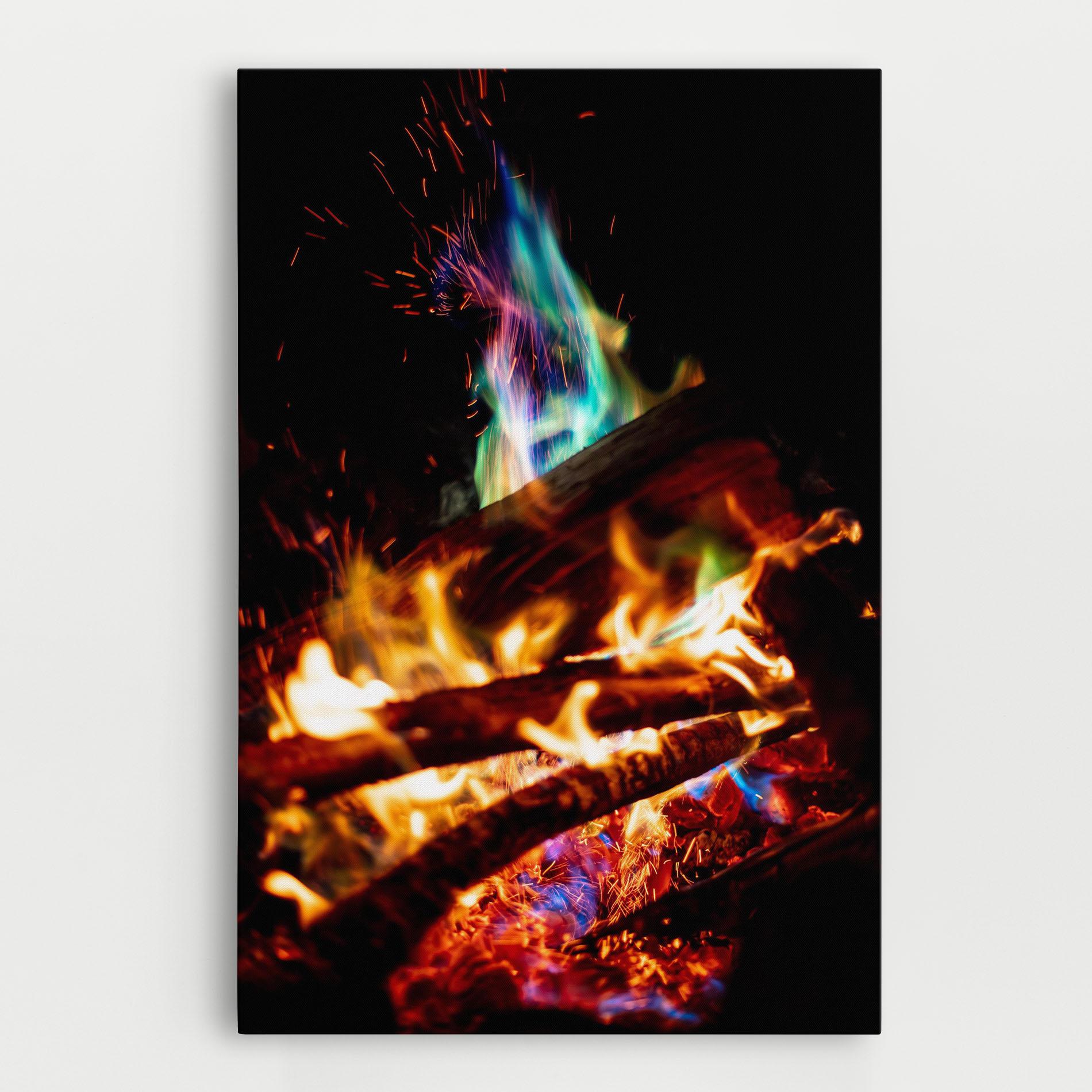 Картина на платно Blue Green Fire mockup 0