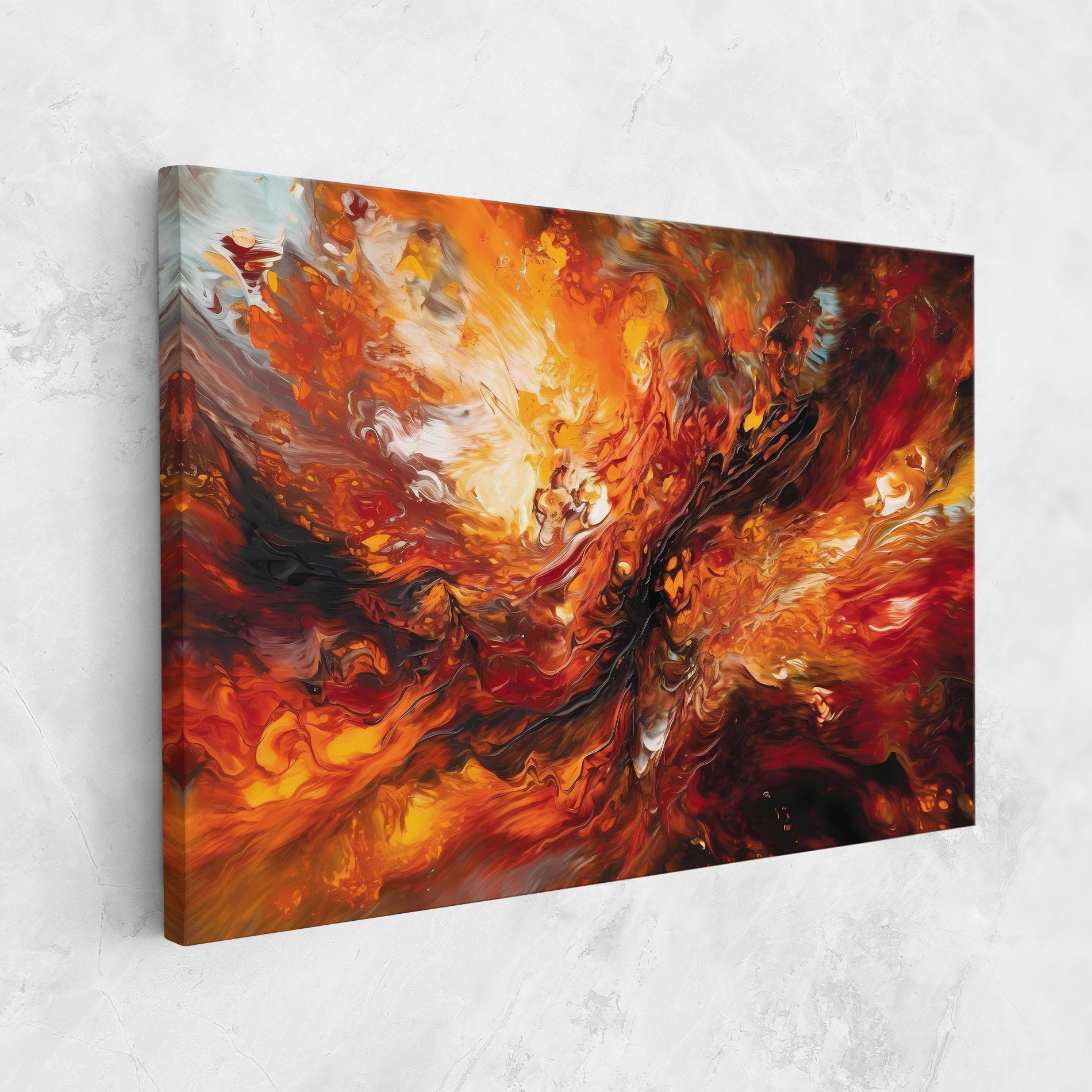 Картина на платно Fiery Red Orange Art mockup 1