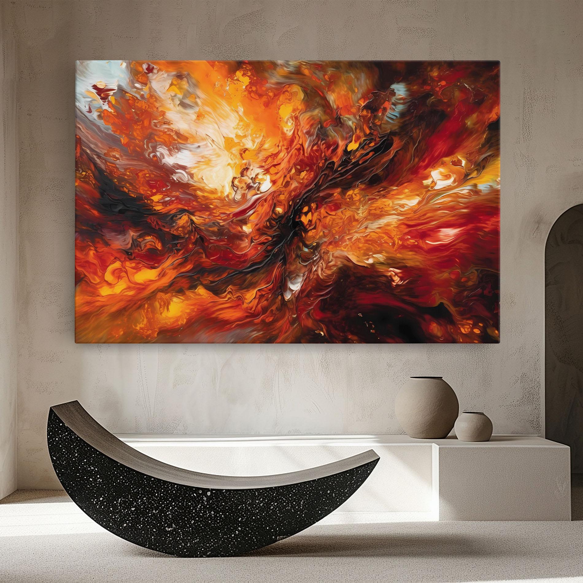 Картина на платно Fiery Red Orange Art mockup 8