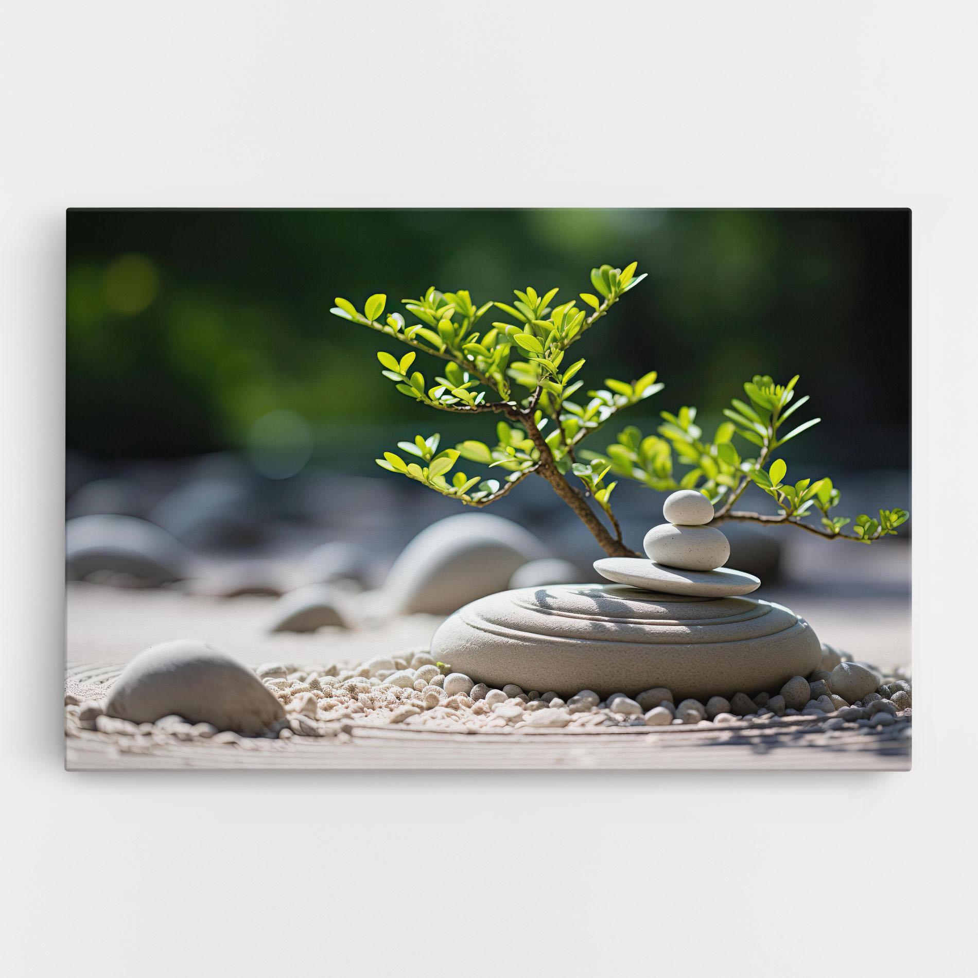 Картина на платно White Pebbles Plants mockup 0