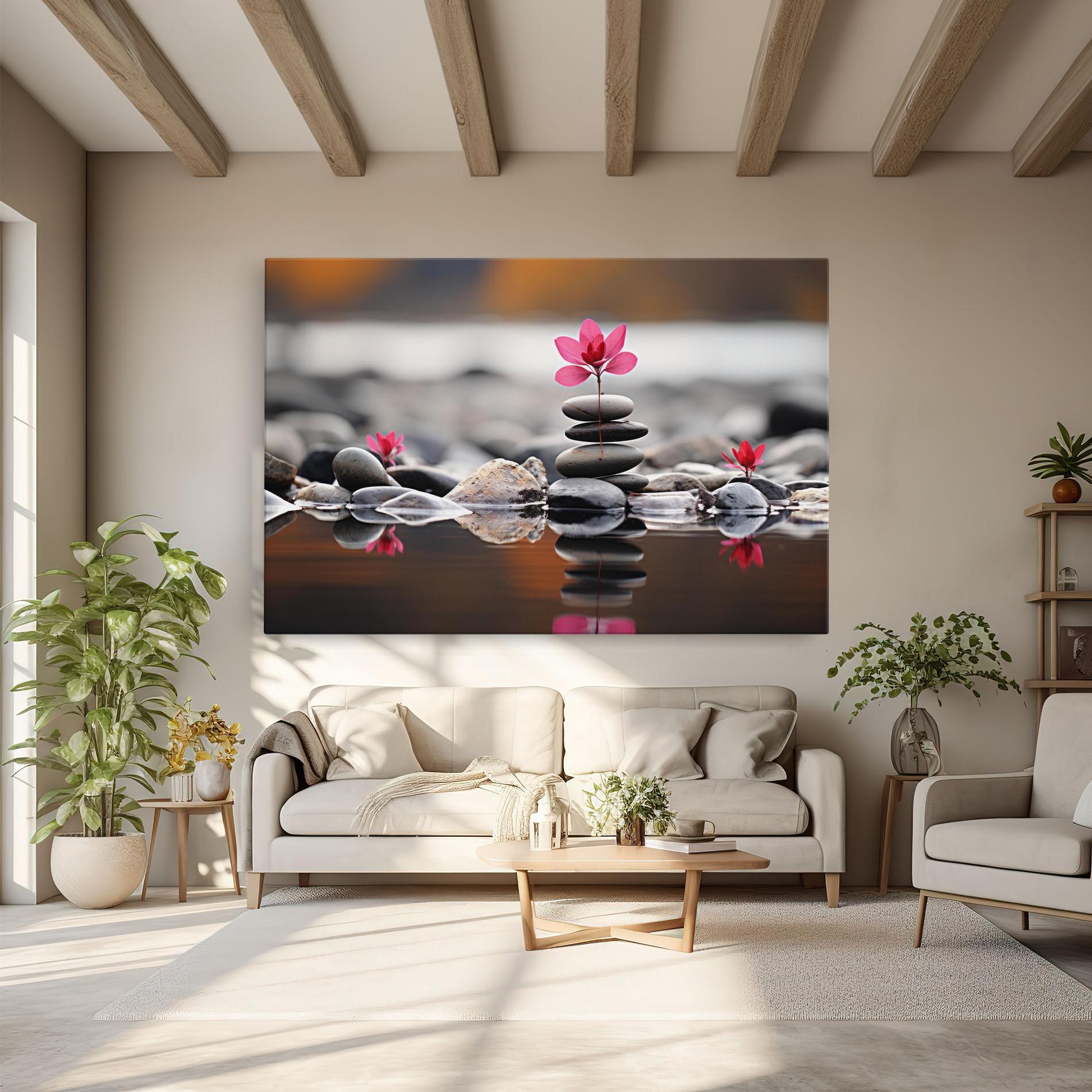 Картина на платно Grey Rocks Flower mockup 6
