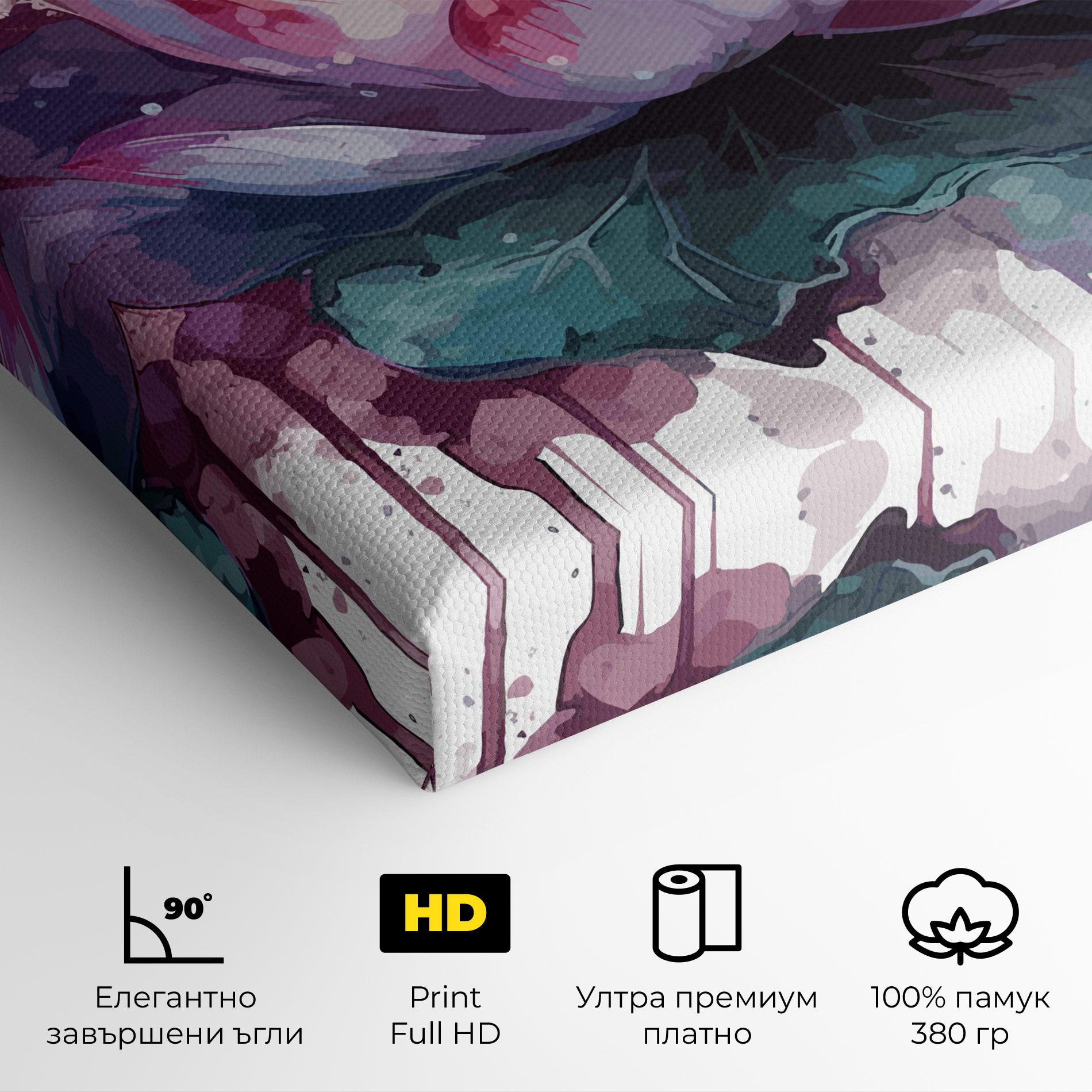 Картина на платно Green Purple Lotus mockup 4