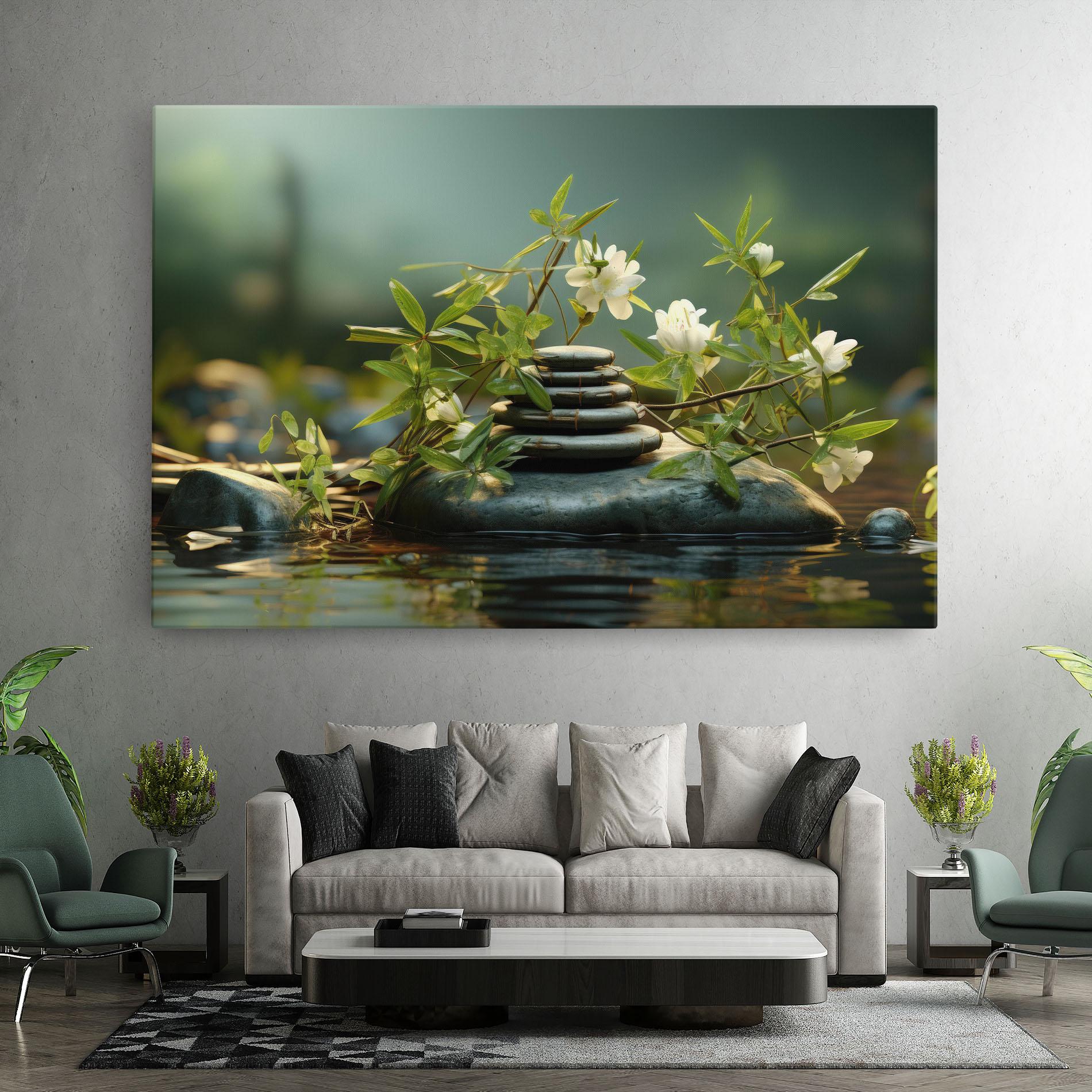 Картина на платно Rock Garden Pond mockup 7