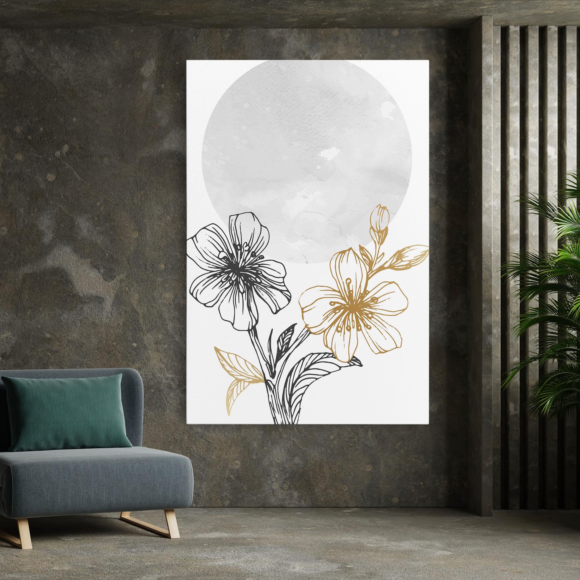 Картина на платно Grey Moon Flowers mockup 7