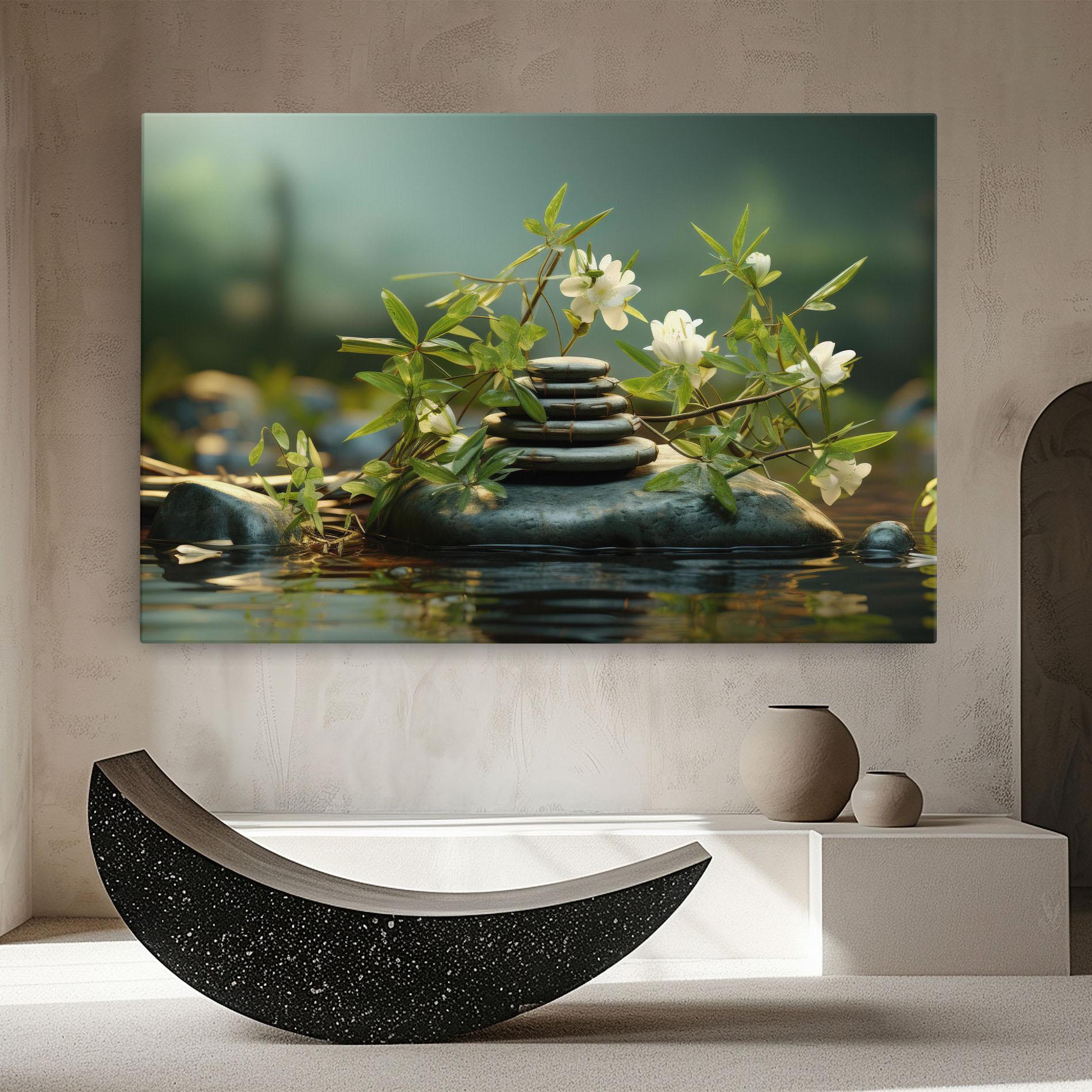 Картина на платно Rock Garden Pond mockup 8