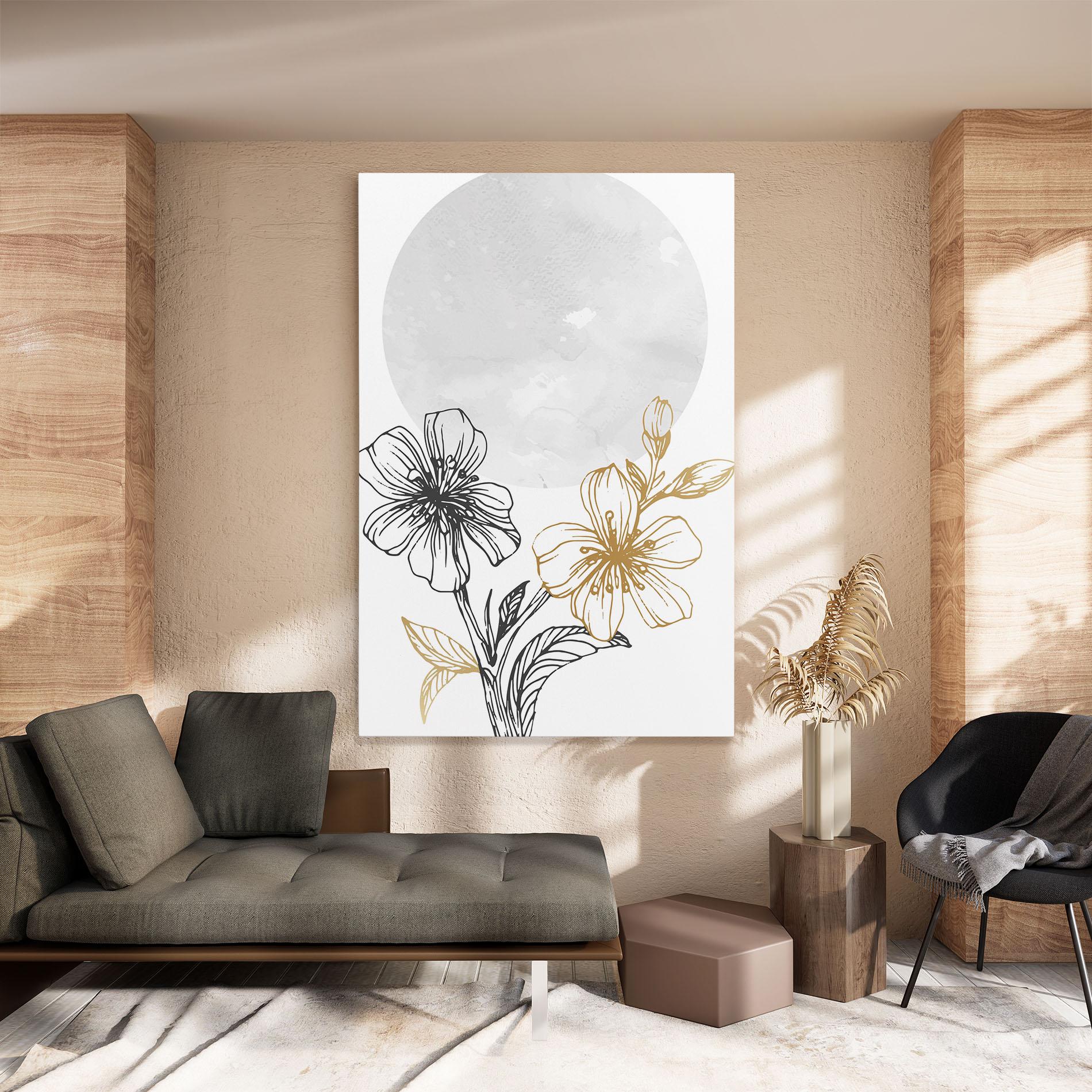 Картина на платно Grey Moon Flowers mockup 8