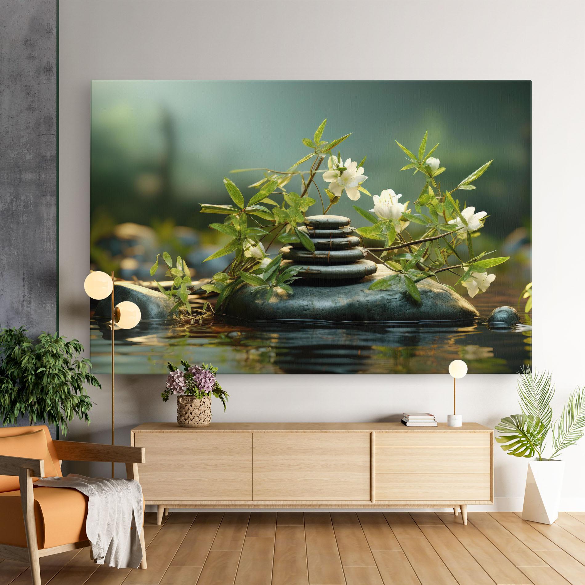 Картина на платно Rock Garden Pond mockup 9