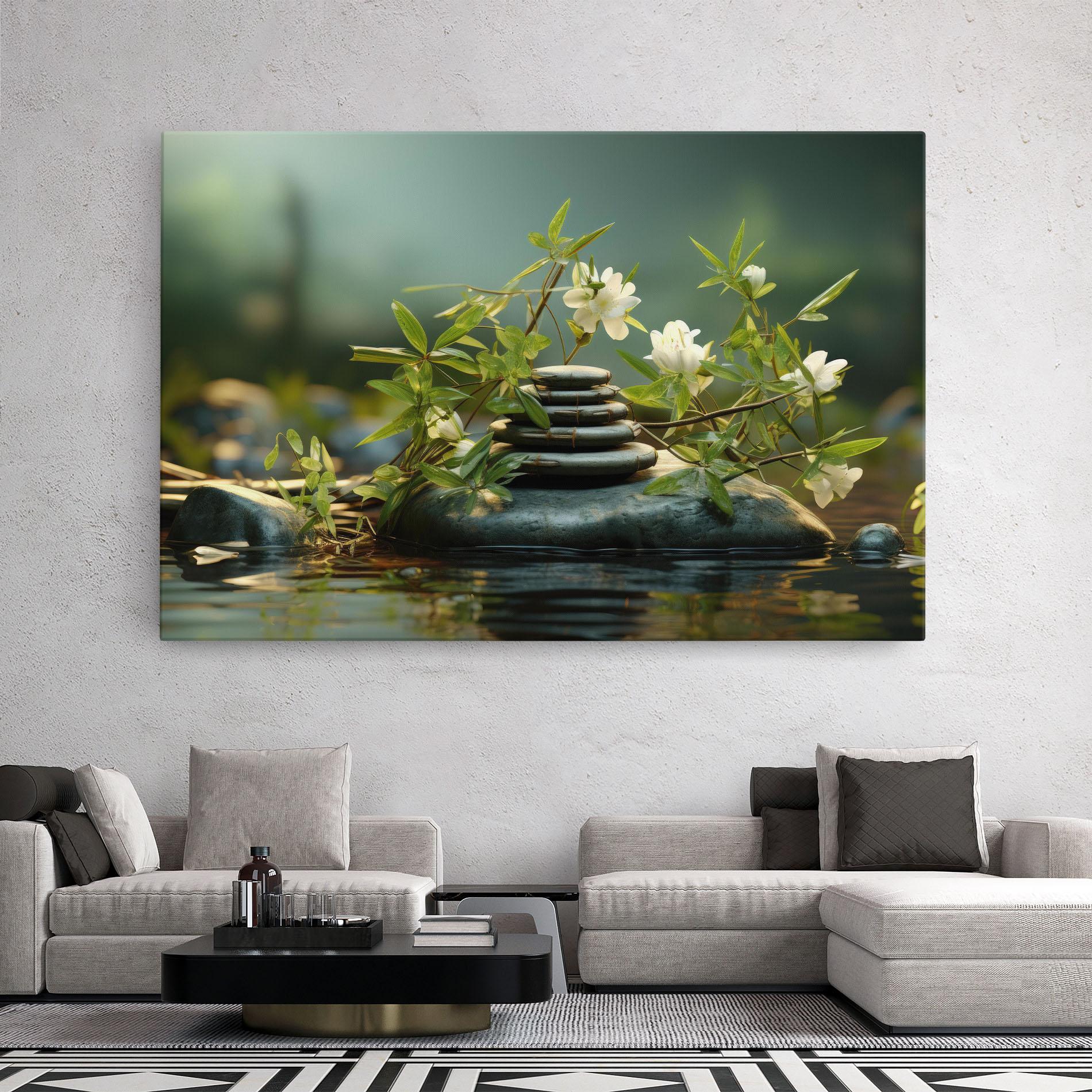 Картина на платно Rock Garden Pond mockup 2