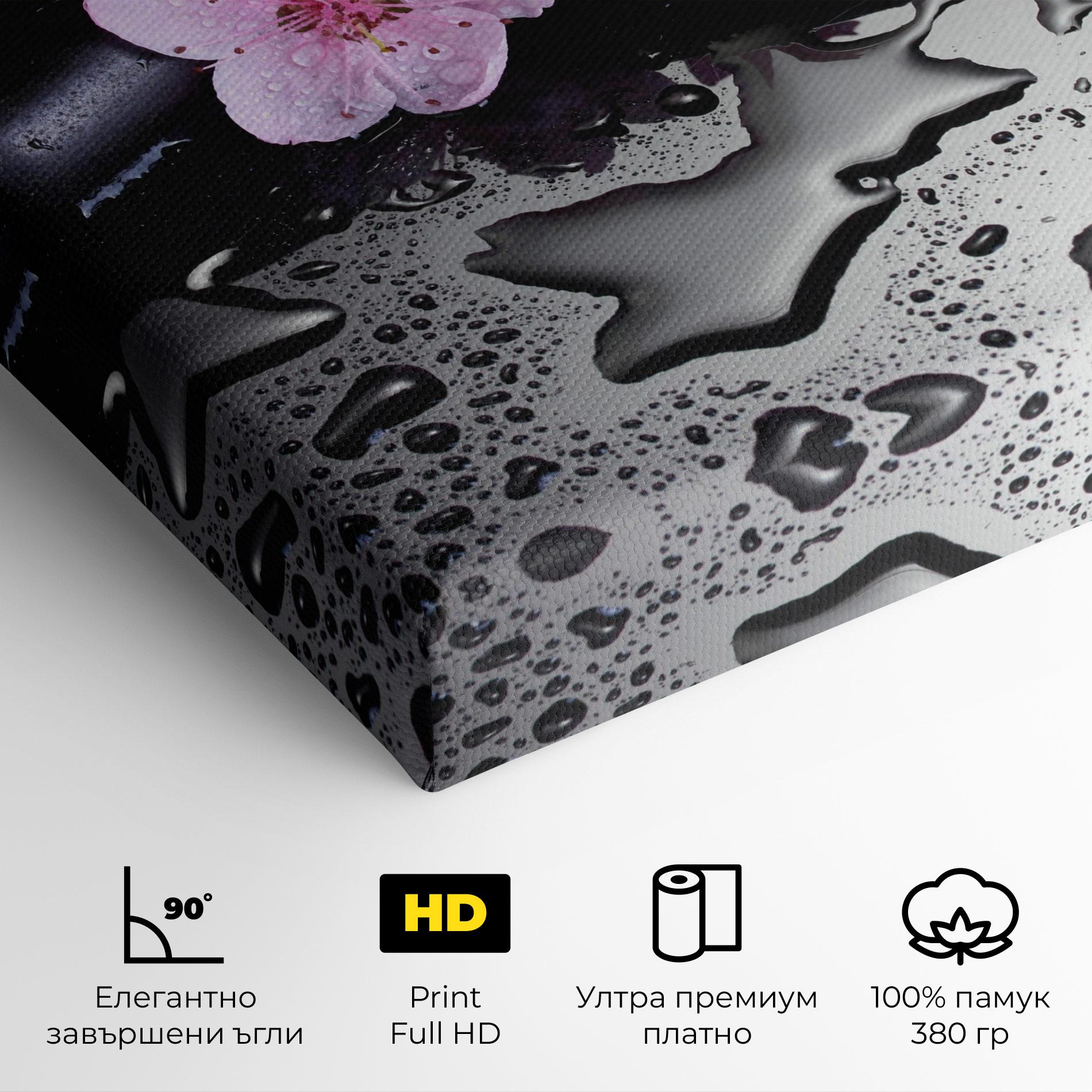 Картина на платно Pink Flowers Stones mockup 4