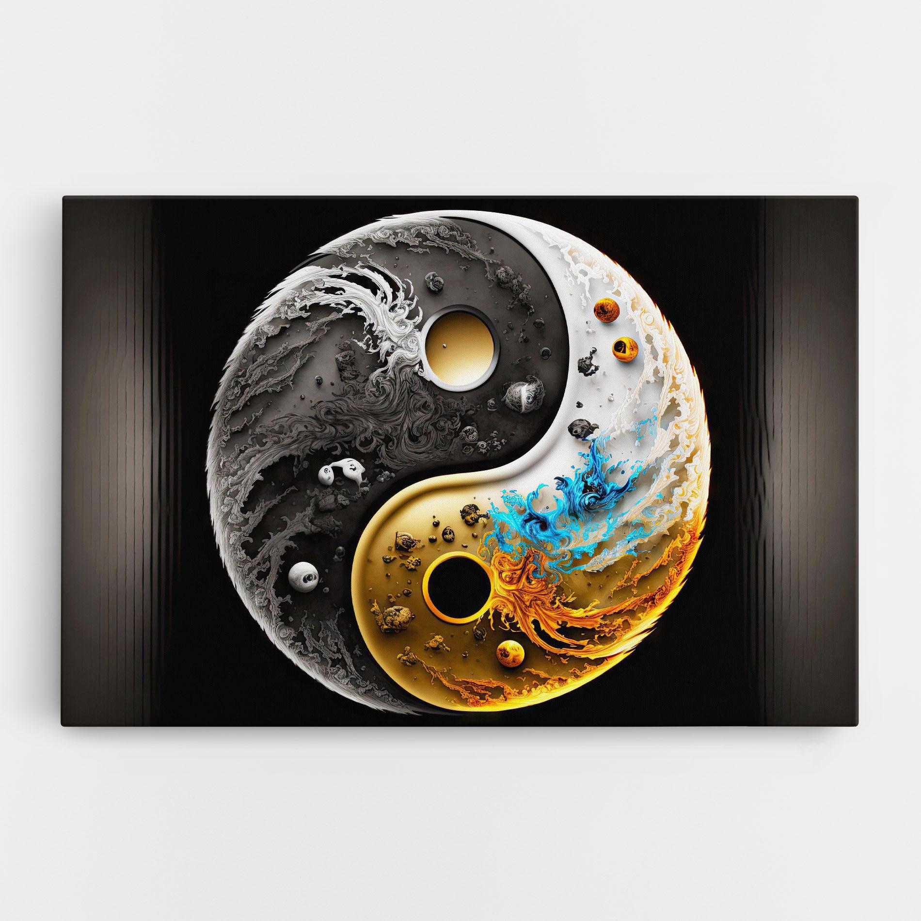 Картина на платно Black Yellow Yinyang mockup 0