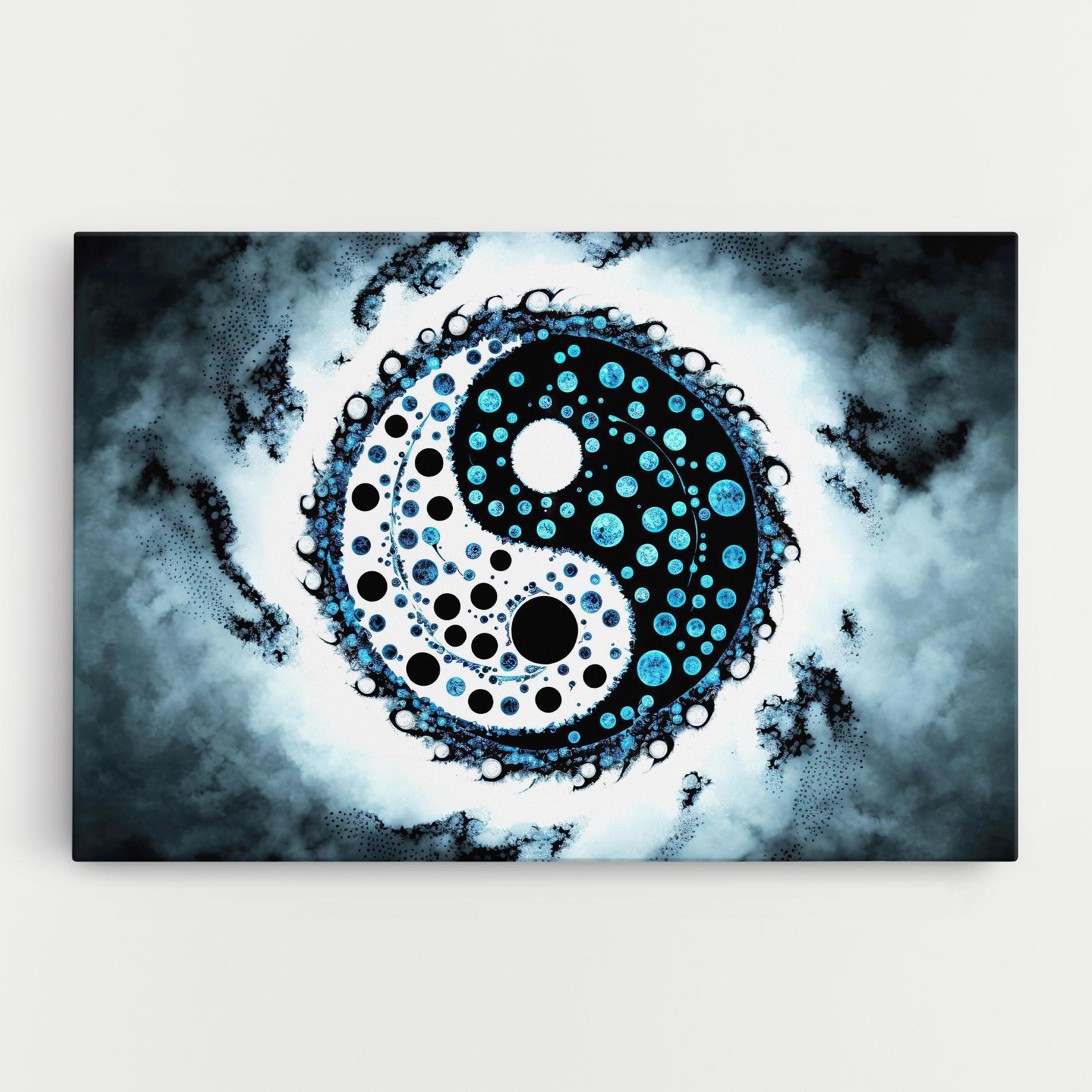 Картина на платно Blue White Yinyang mockup 0