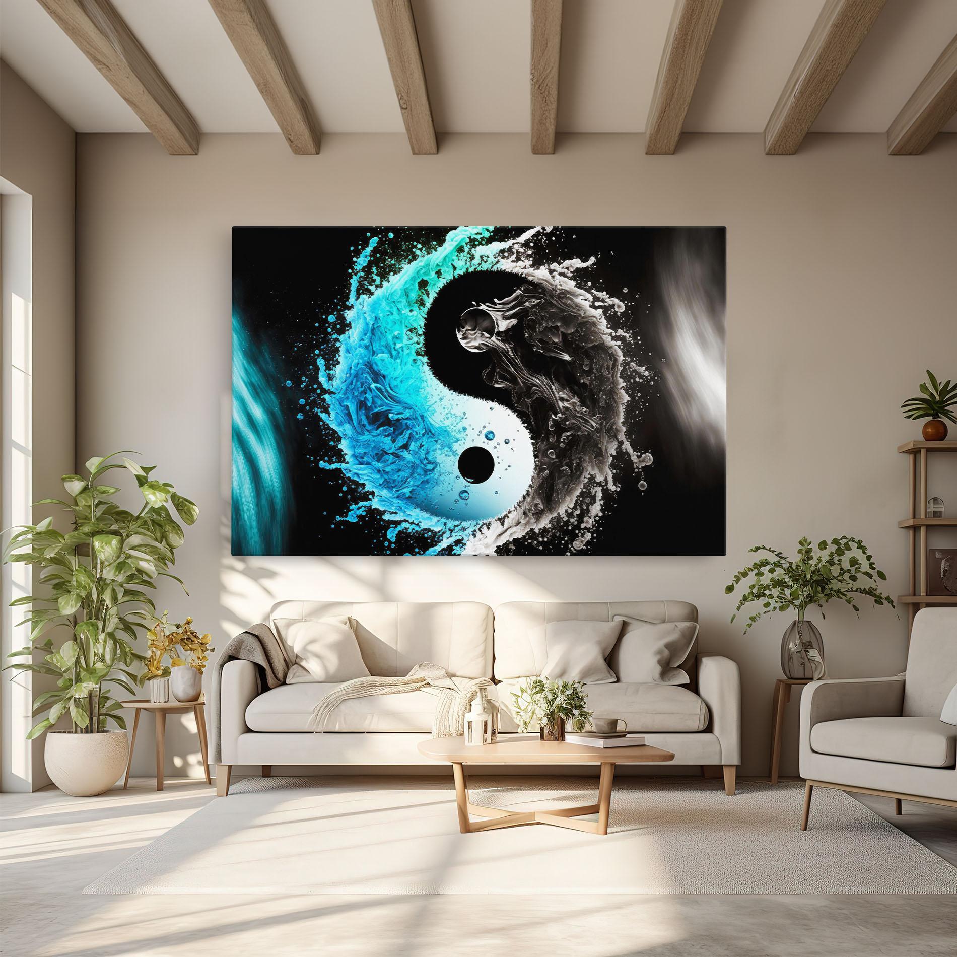 Картина на платно Blue Black Yinyang mockup 6