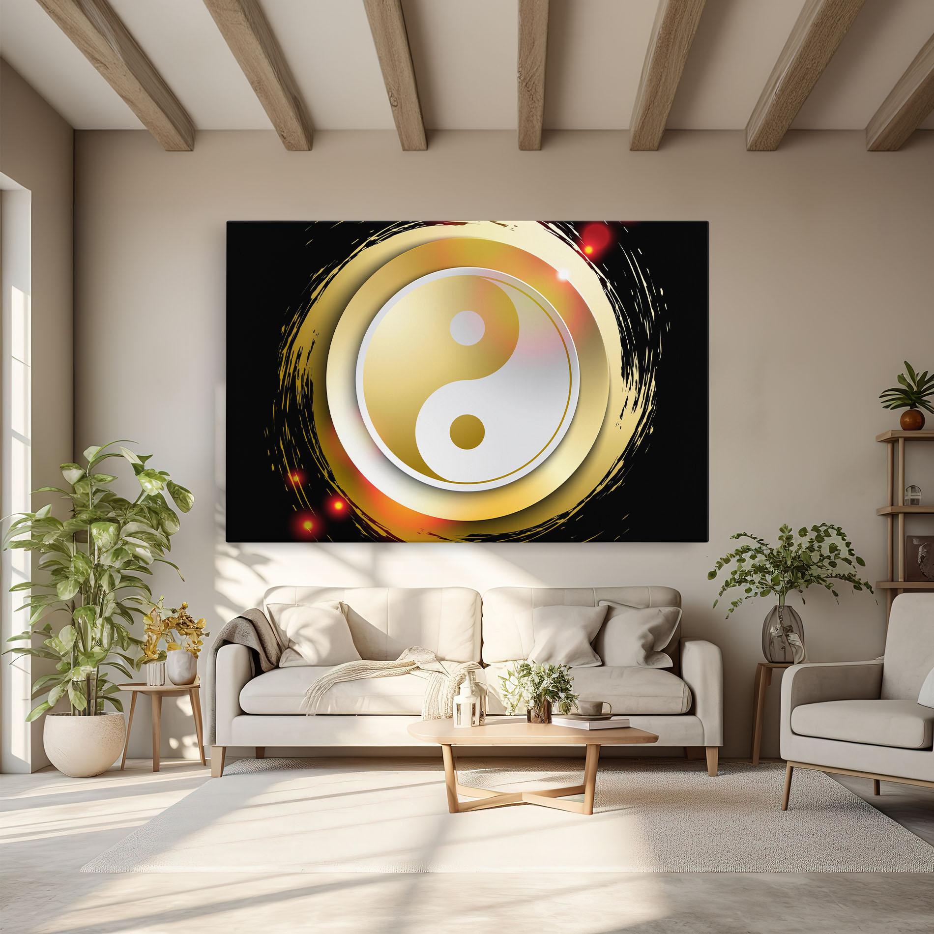 Картина на платно Gold Light Yinyang mockup 6