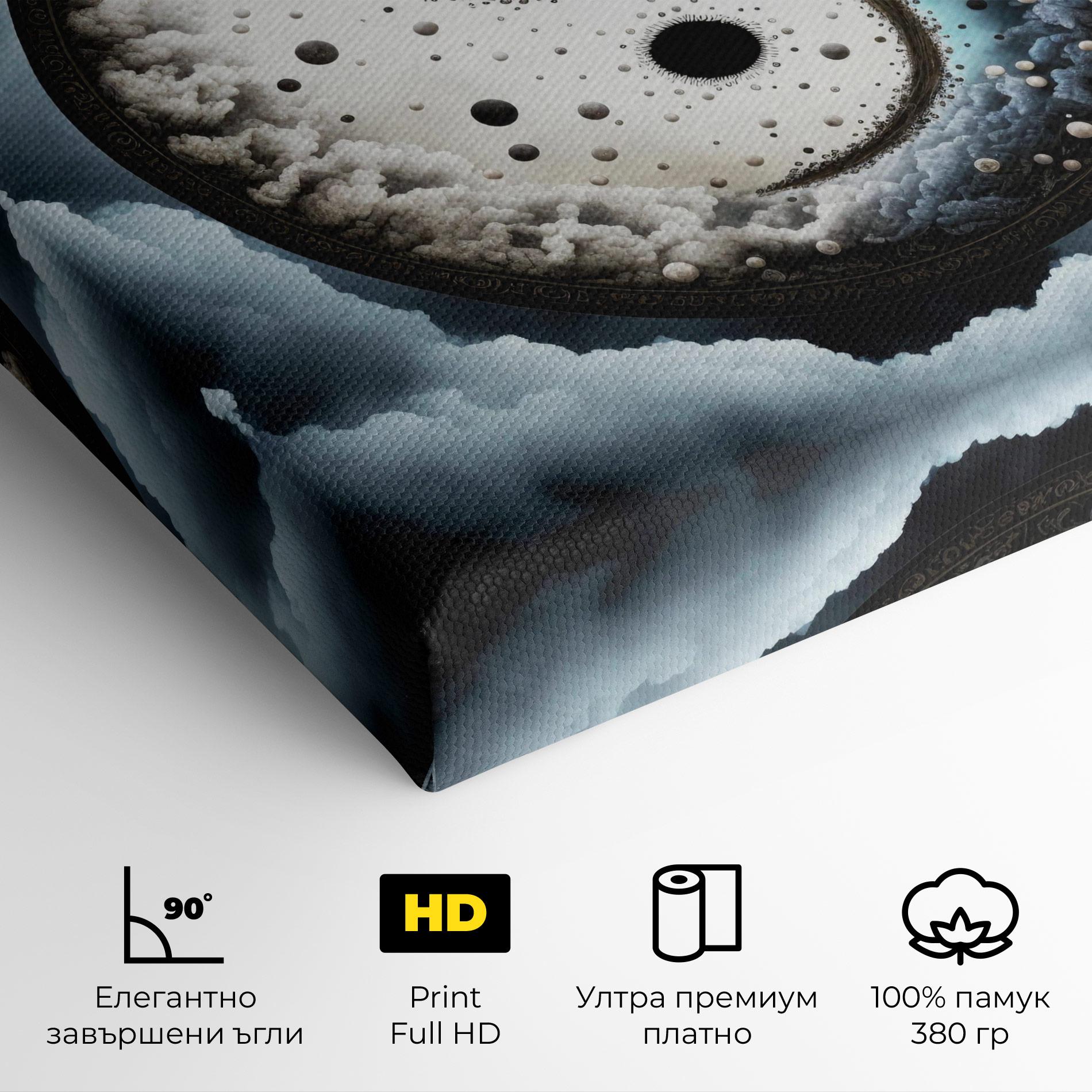 Картина на платно Black Blue Yinyang mockup 4
