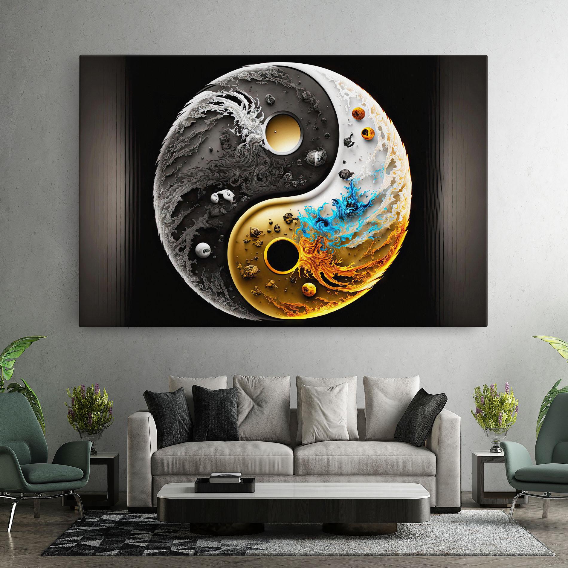 Картина на платно Black Yellow Yinyang mockup 7