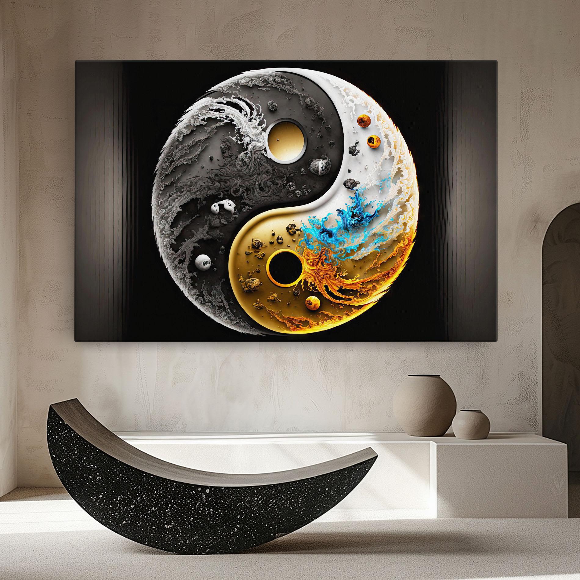 Картина на платно Black Yellow Yinyang mockup 8