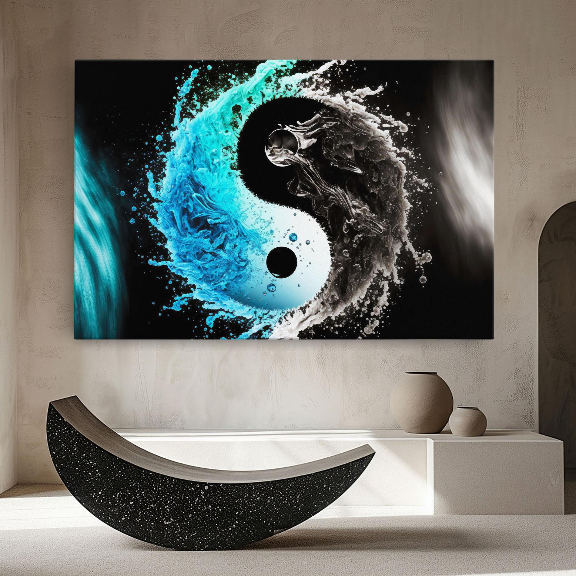 Картина на платно Blue Black Yinyang mockup 8