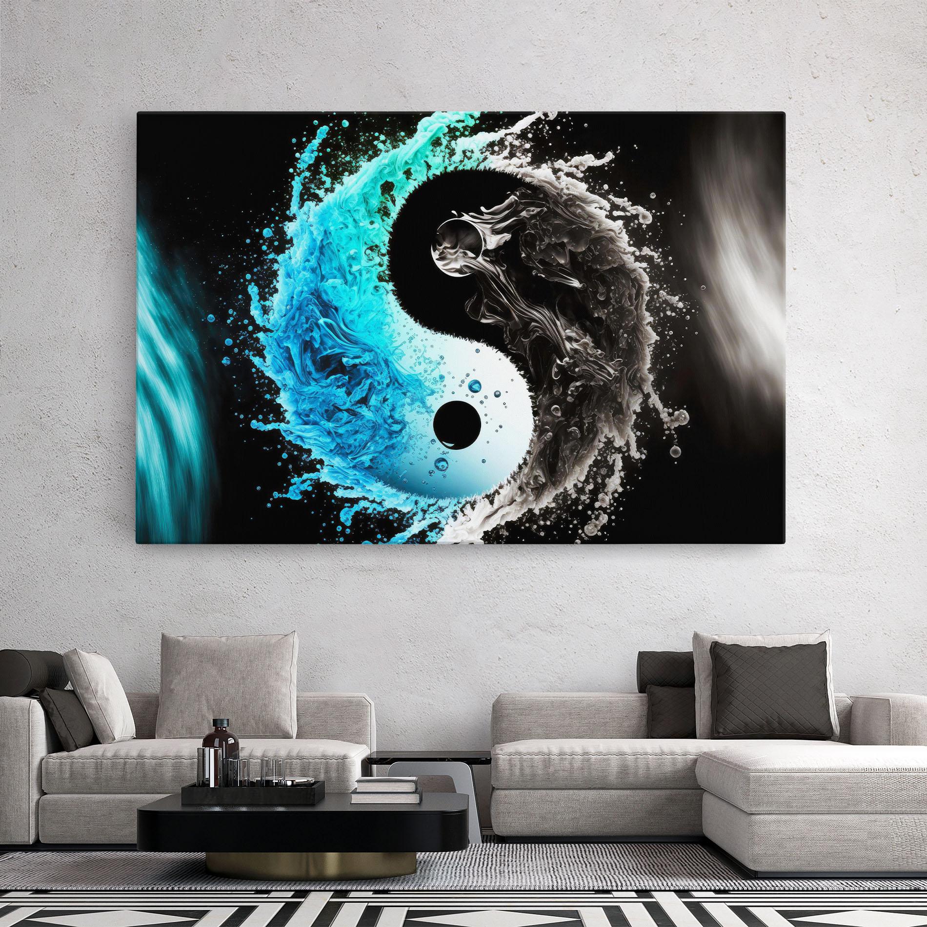 Картина на платно Blue Black Yinyang mockup 2