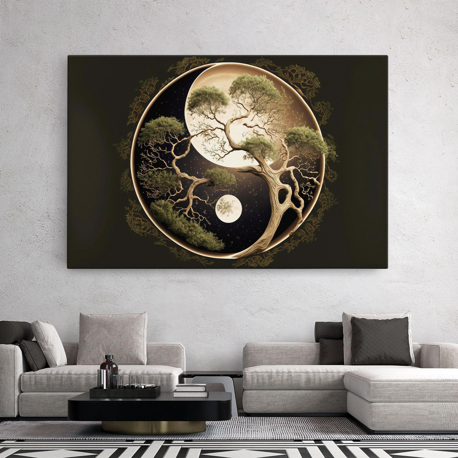 Картина на платно Green Tree Yinyang mockup 2