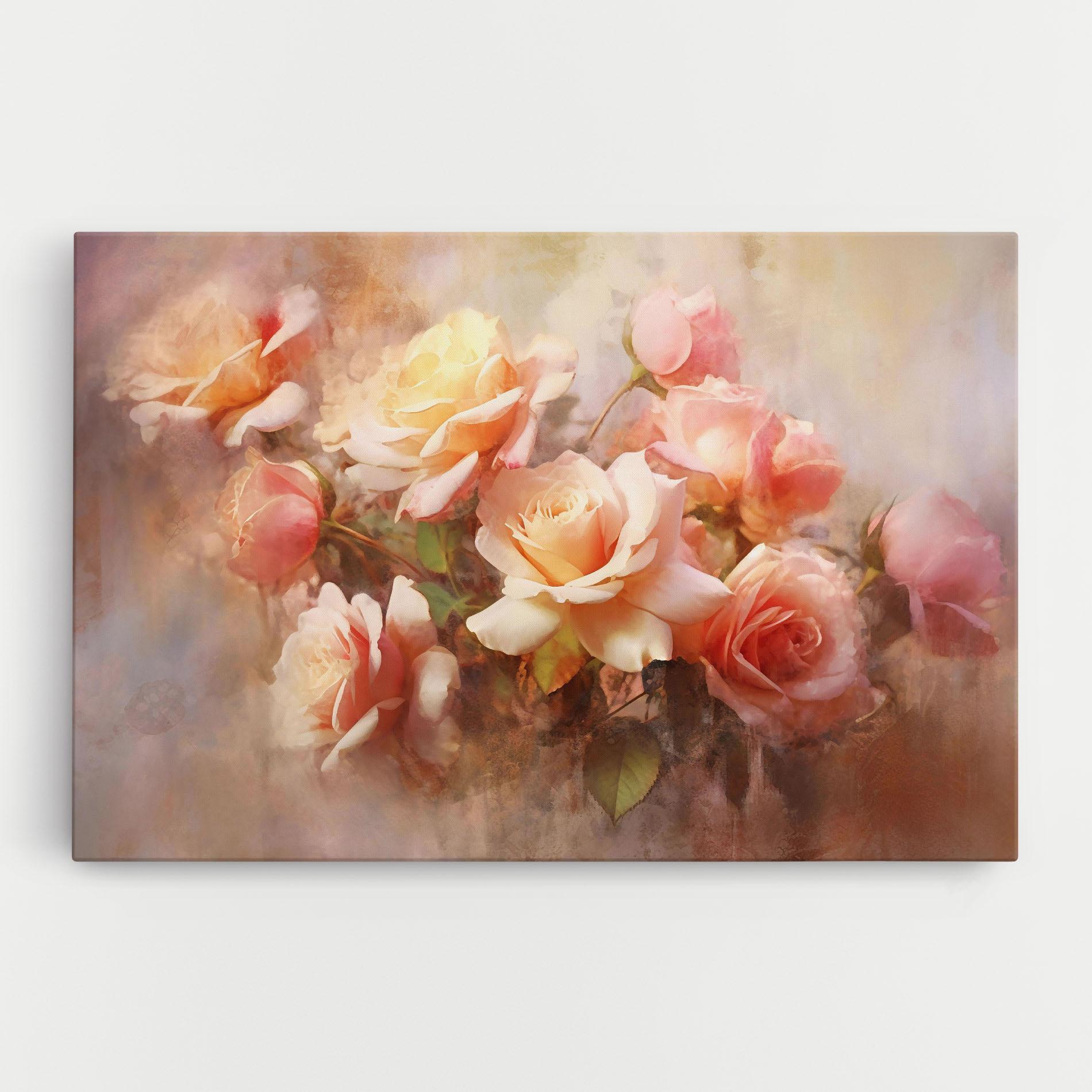 Картина на платно Roses Bouquet Painting mockup 0