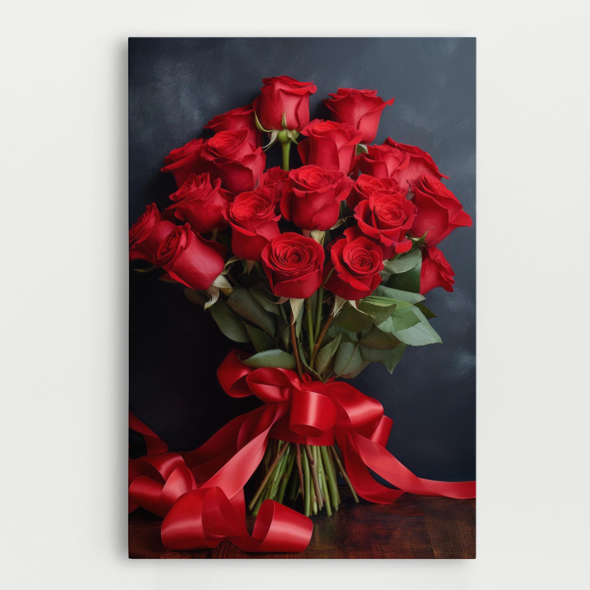 Картина на платно Beautiful Red Roses Bouquet mockup 0