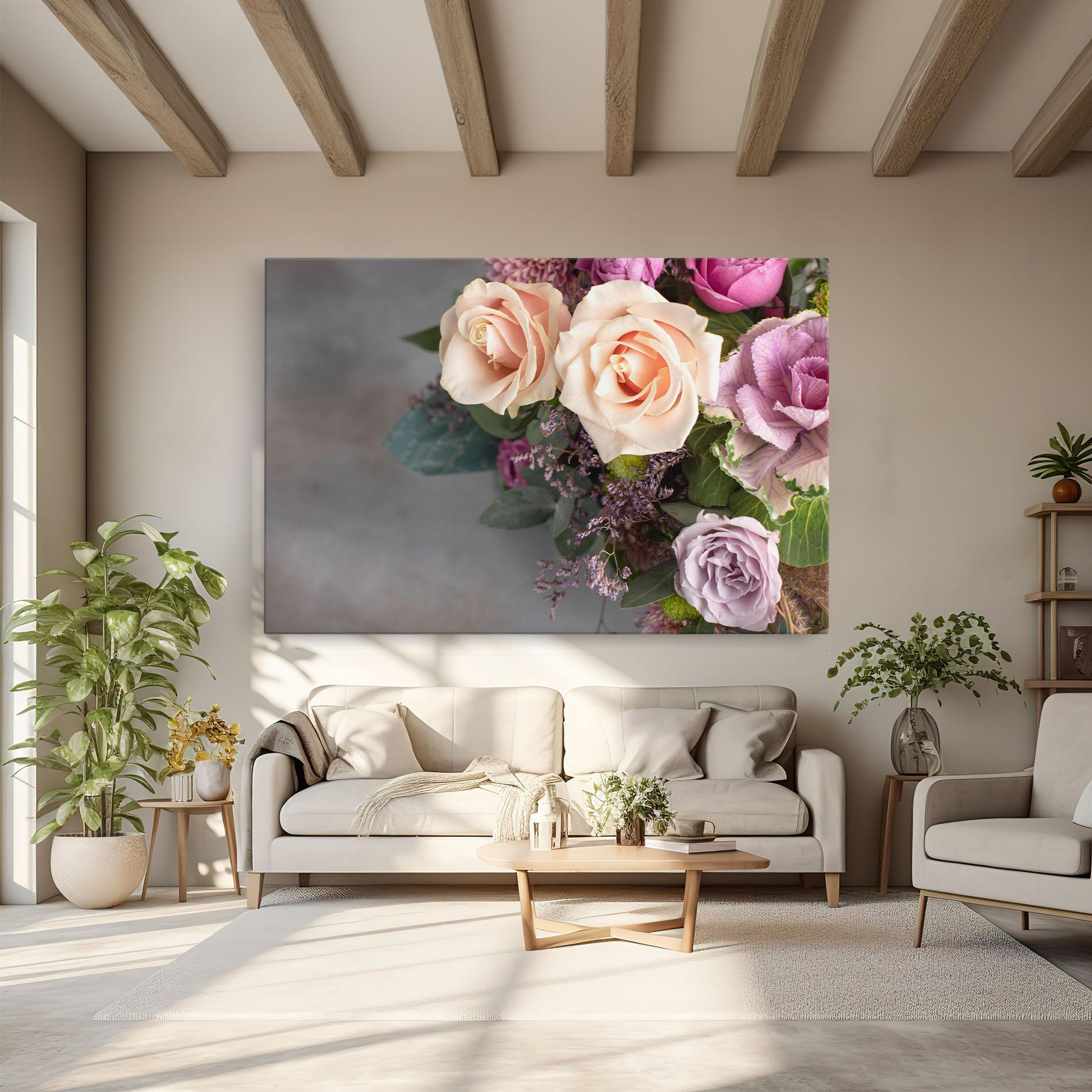 Картина на платно Cream Purple Bouquet mockup 6