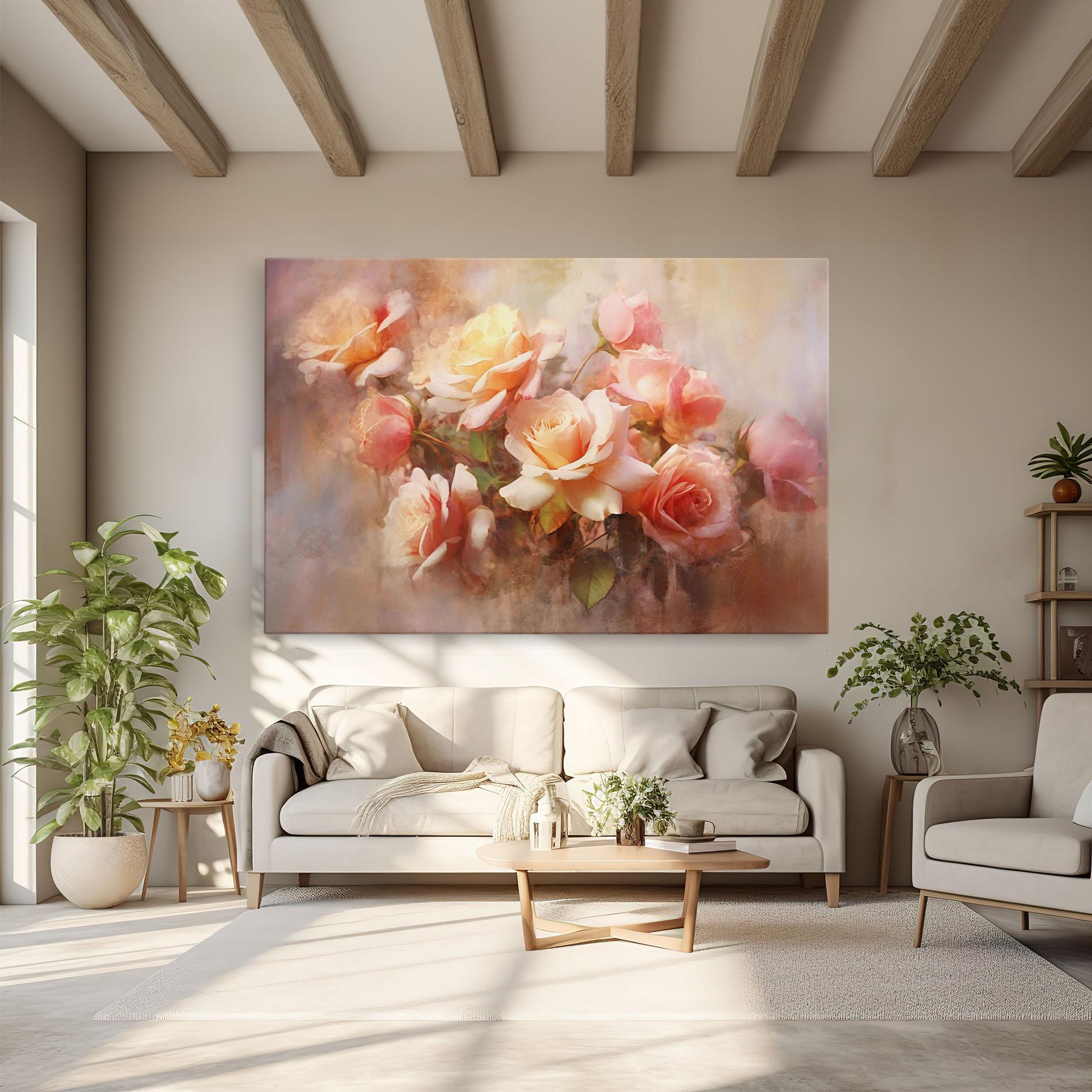 Картина на платно Roses Bouquet Painting mockup 6