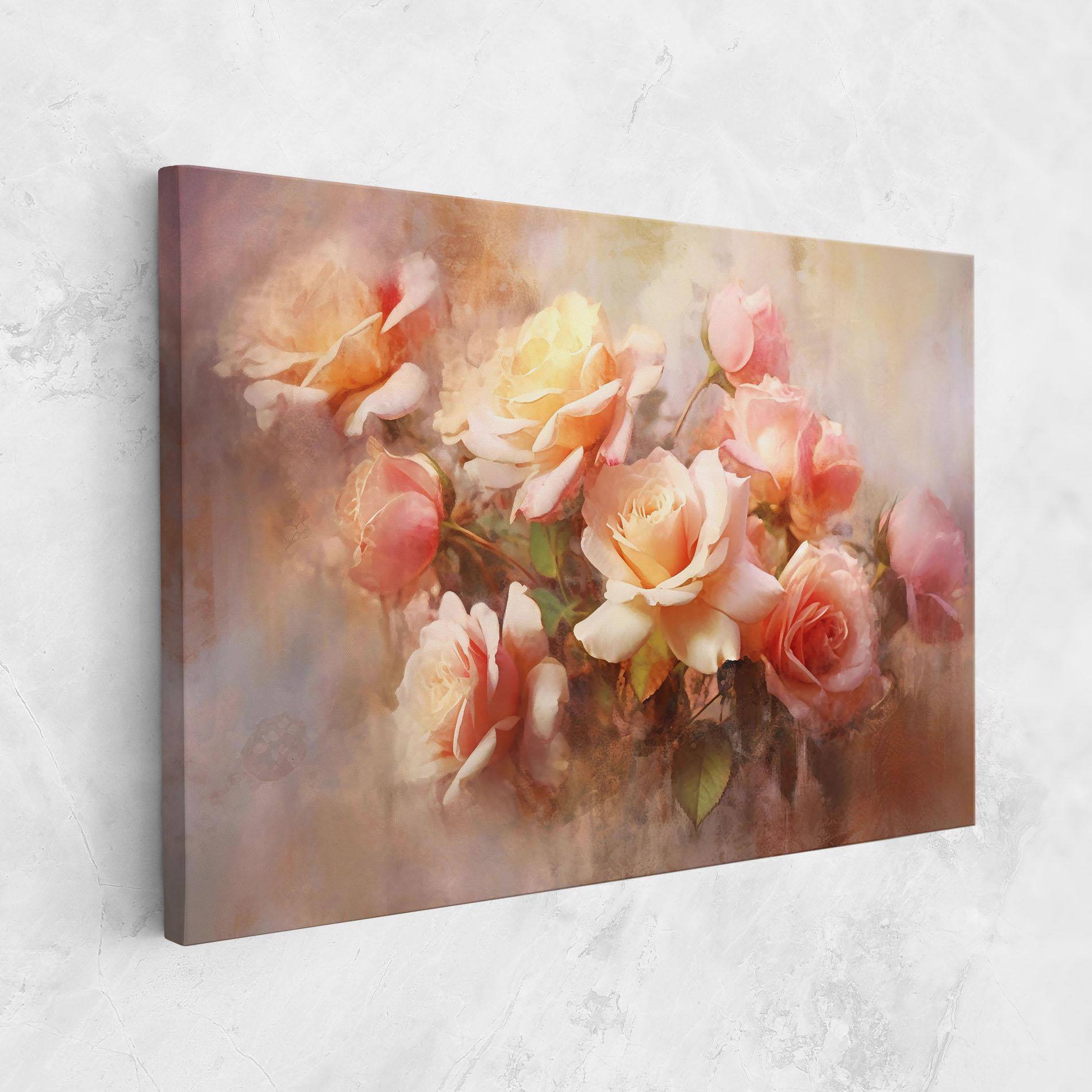 Картина на платно Roses Bouquet Painting mockup 1