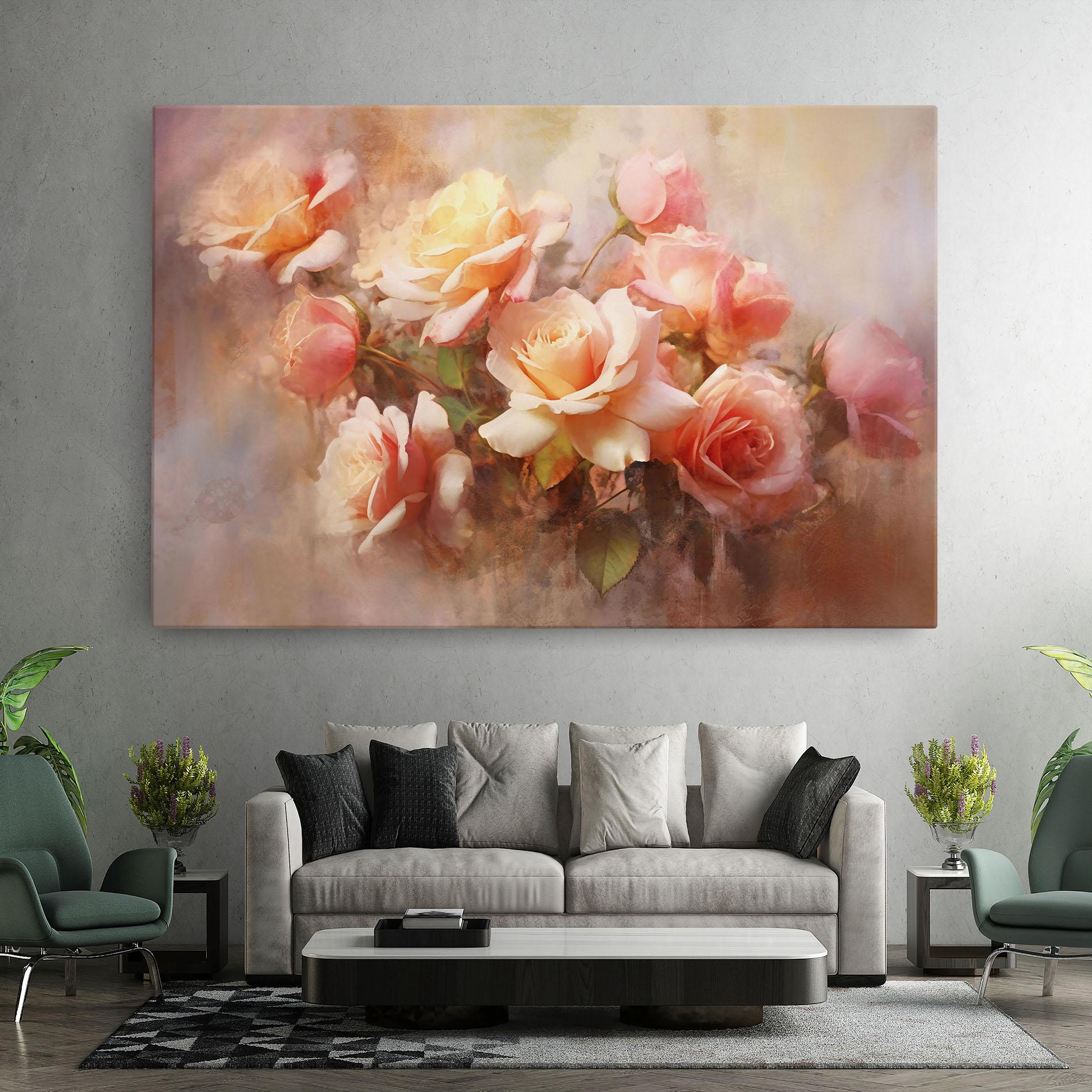 Картина на платно Roses Bouquet Painting mockup 7