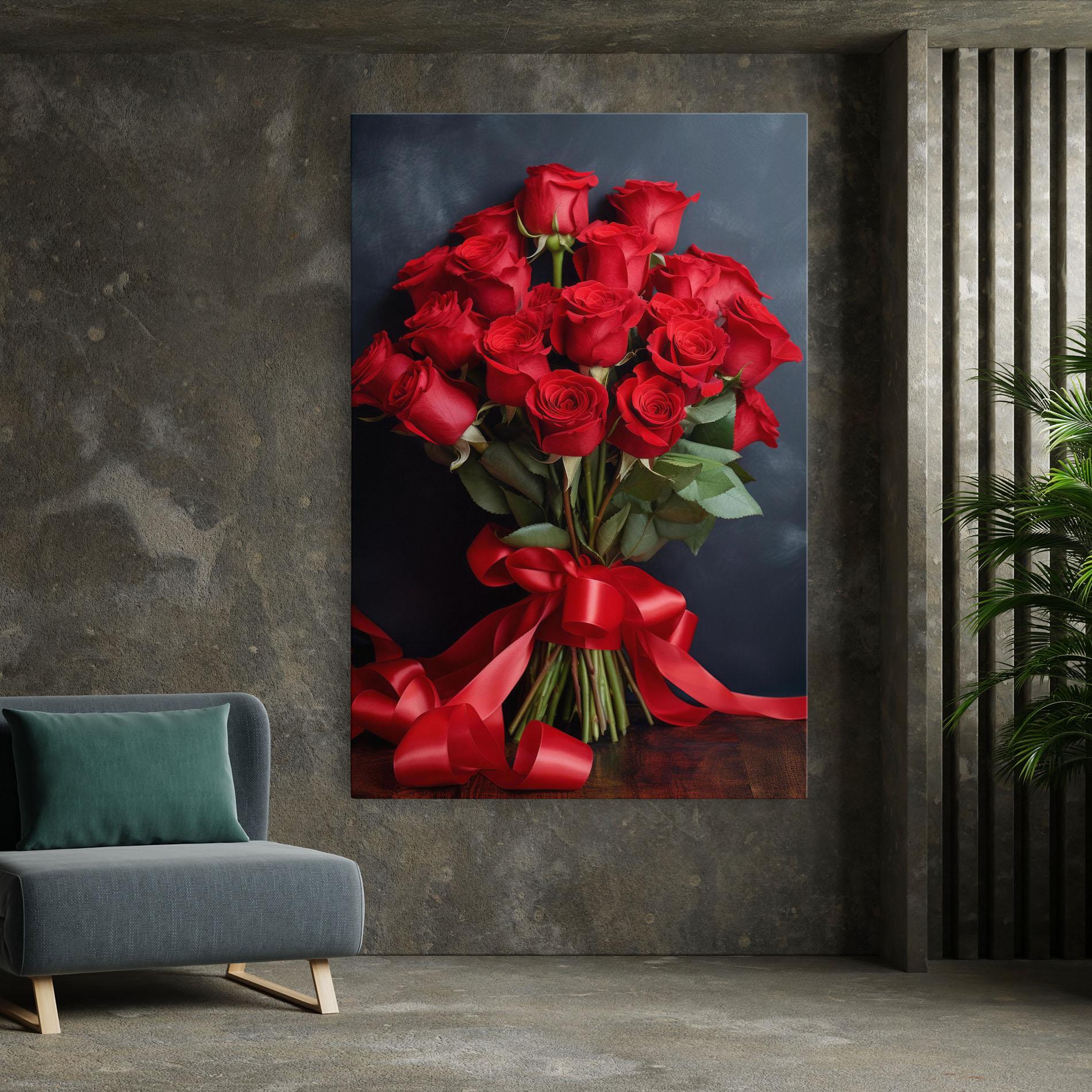 Картина на платно Beautiful Red Roses Bouquet mockup 7