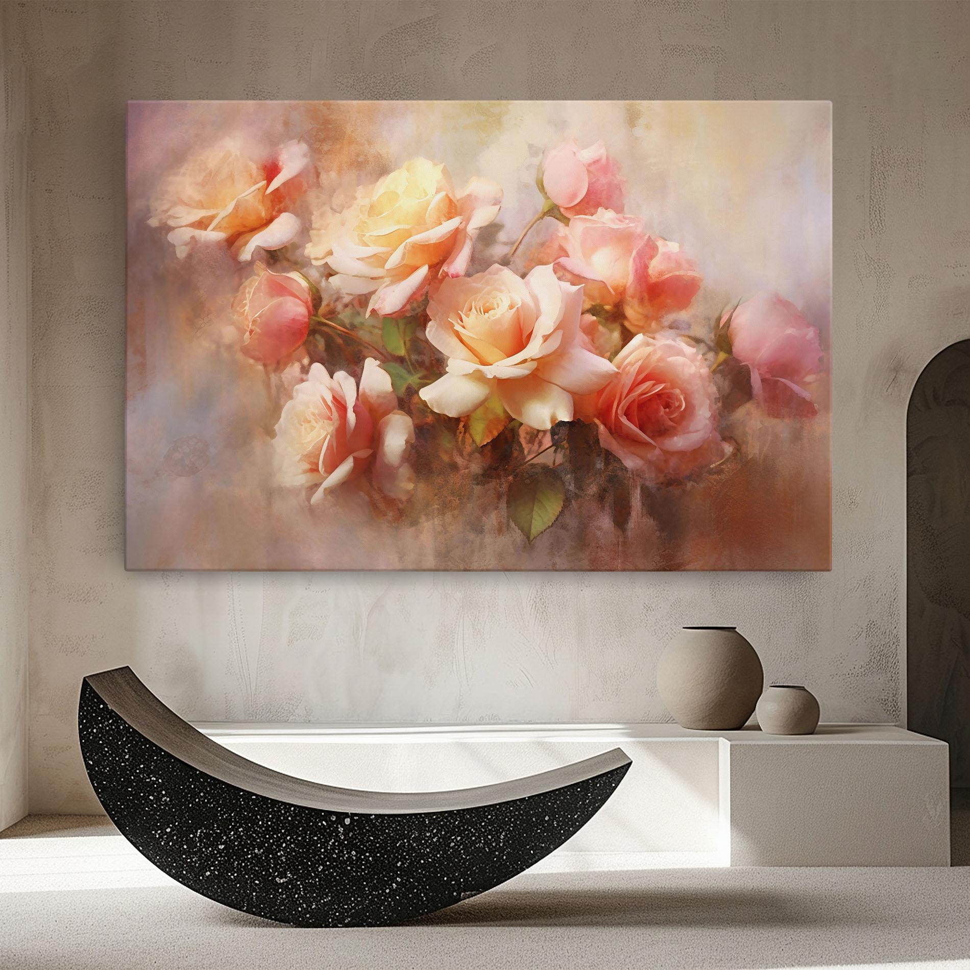 Картина на платно Roses Bouquet Painting mockup 8