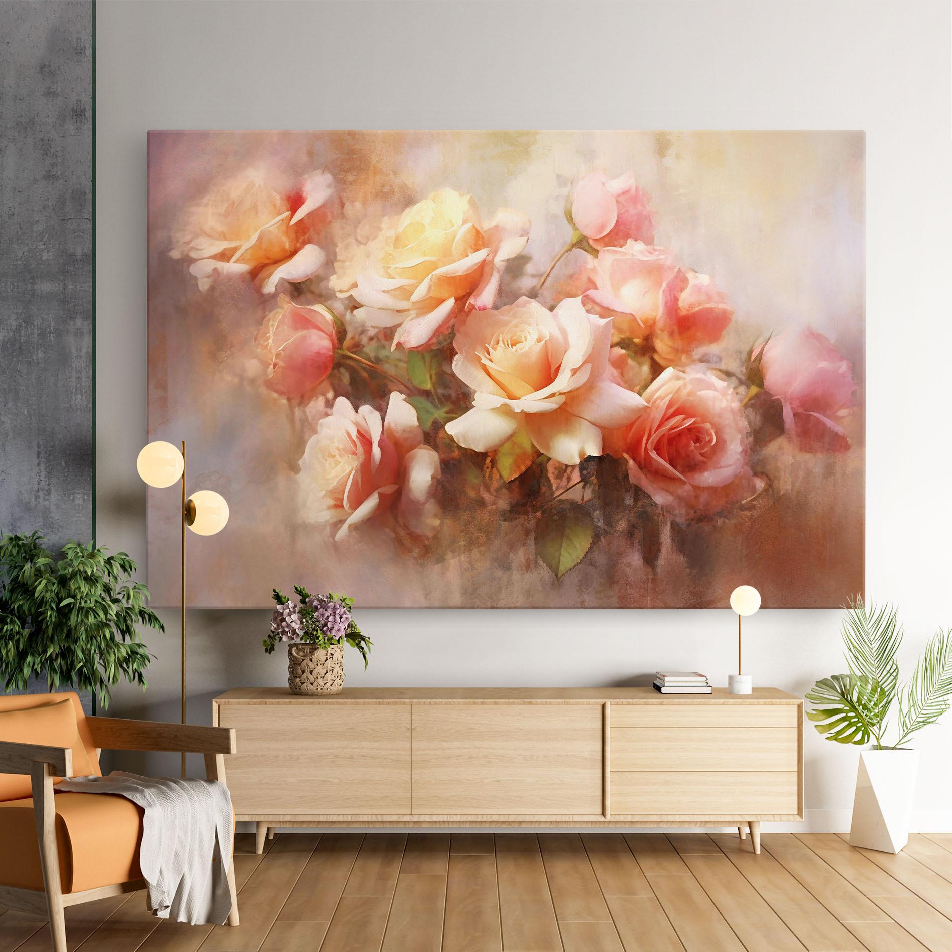 Картина на платно Roses Bouquet Painting mockup 9