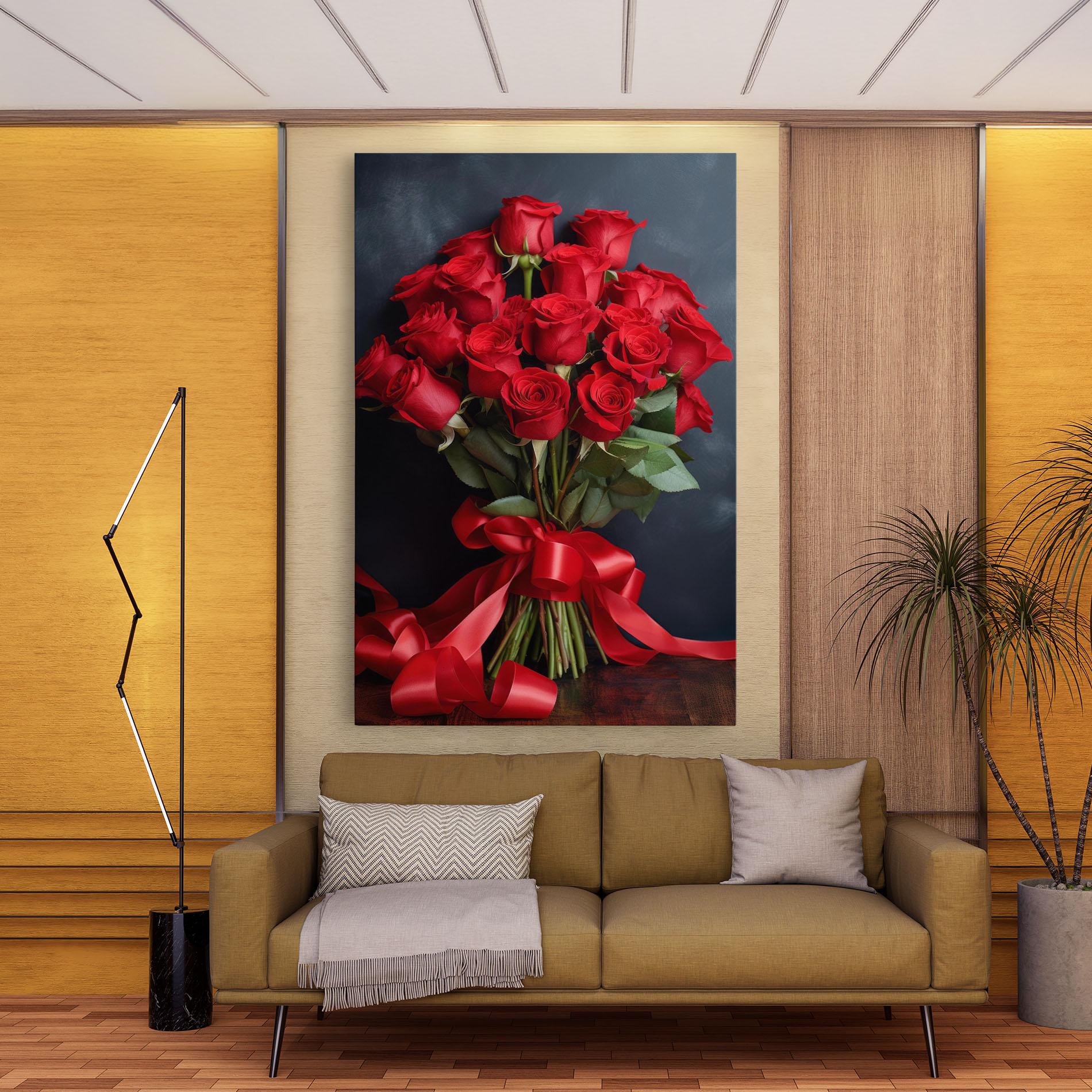 Картина на платно Beautiful Red Roses Bouquet mockup 9