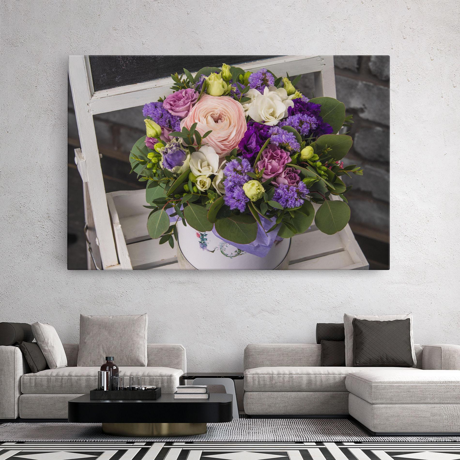 Картина на платно Big Pink Rose Bouquet mockup 2