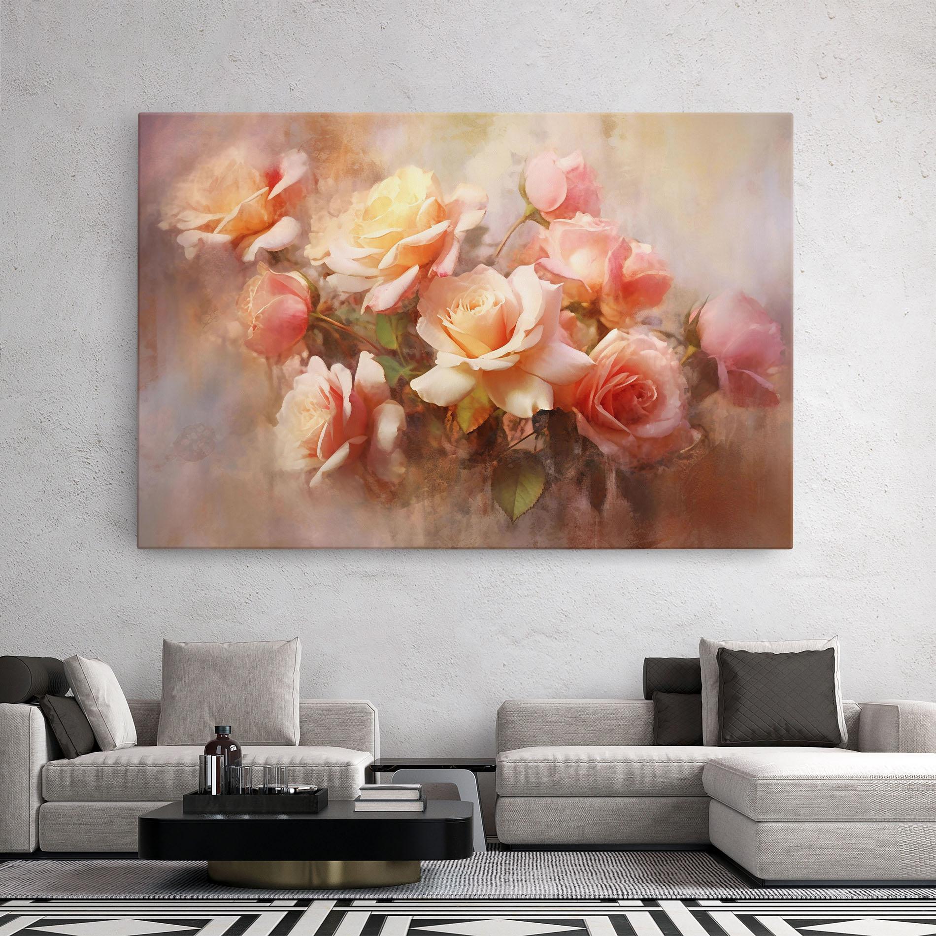 Картина на платно Roses Bouquet Painting mockup 2