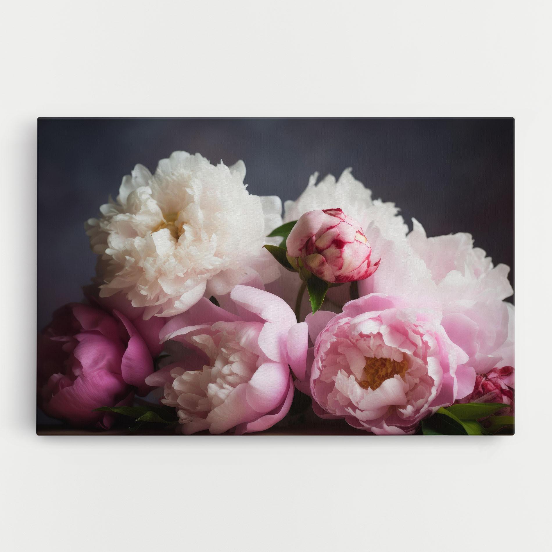 Картина на платно Peonies With Grey mockup 0