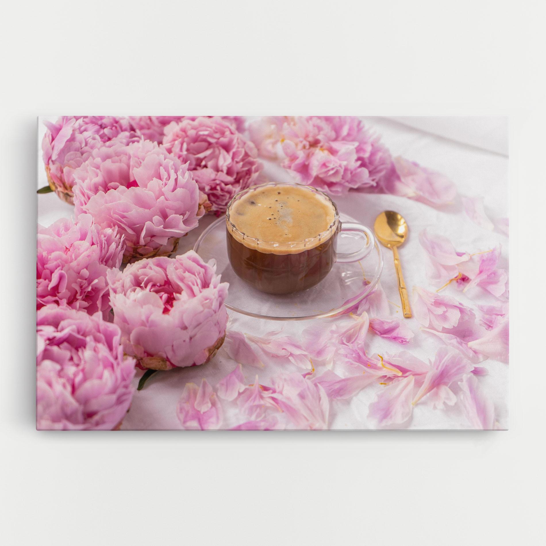 Картина на платно Peony And Coffee mockup 0