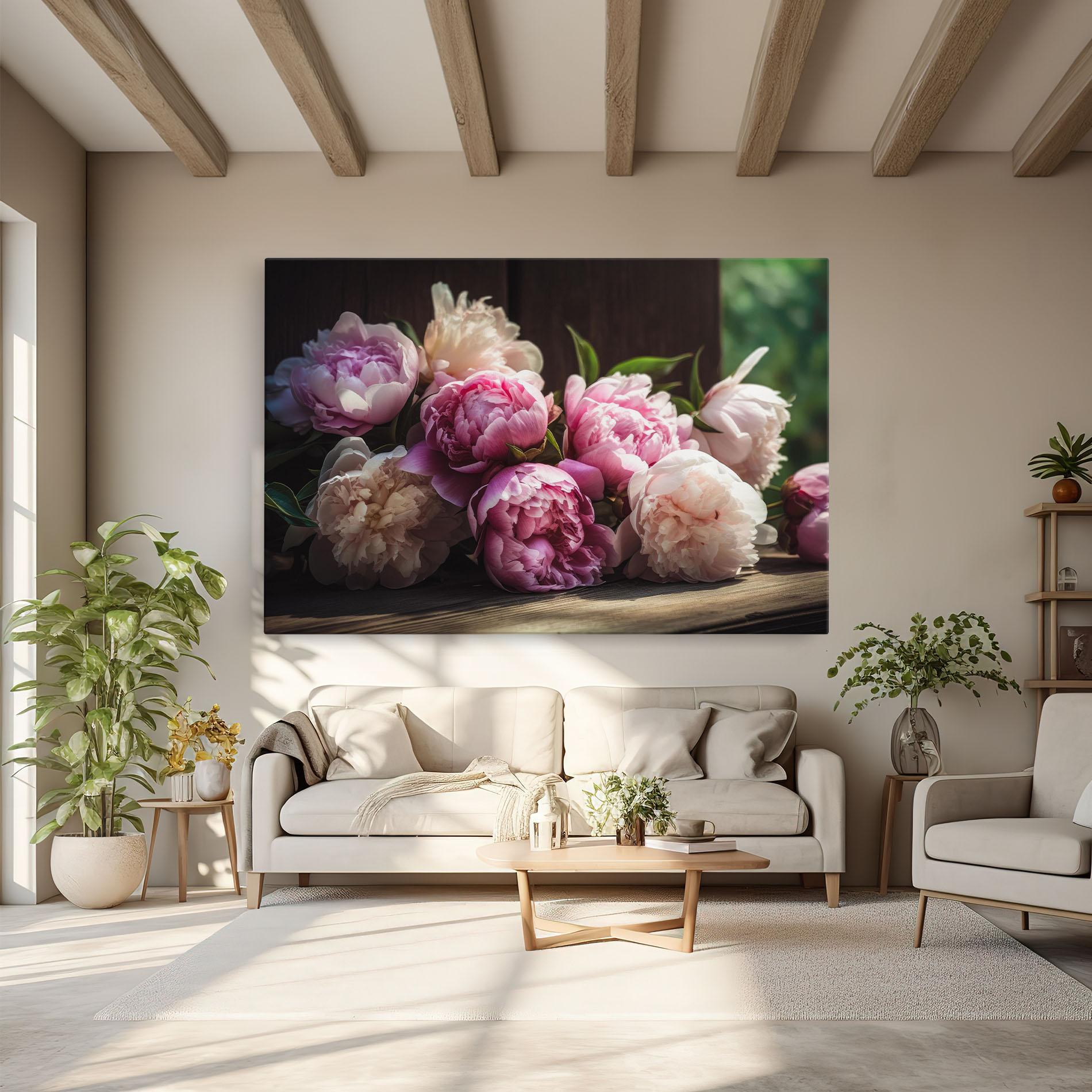 Картина на платно Peonies On The Table mockup 6