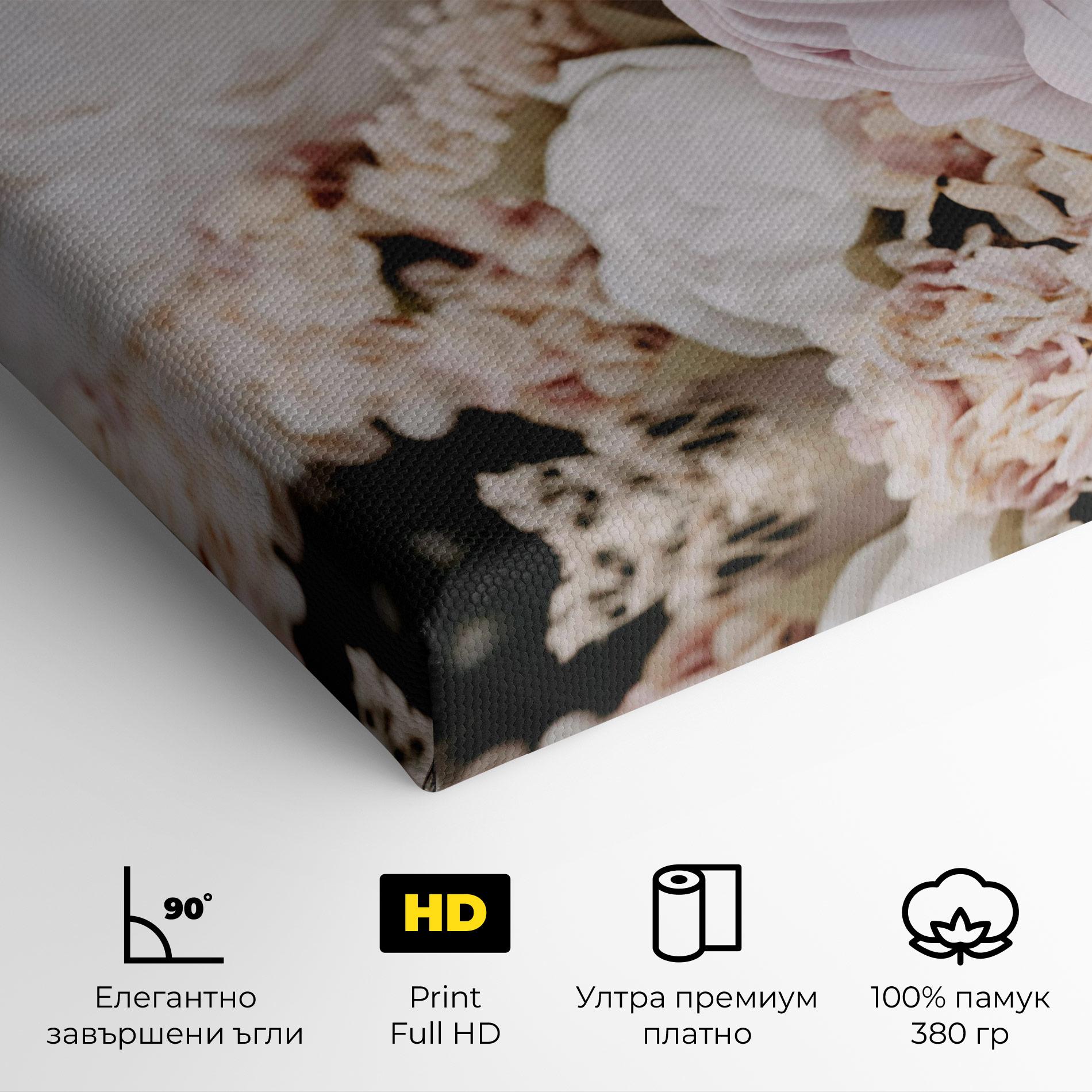 Картина на платно Grey Peony Bouquet mockup 4